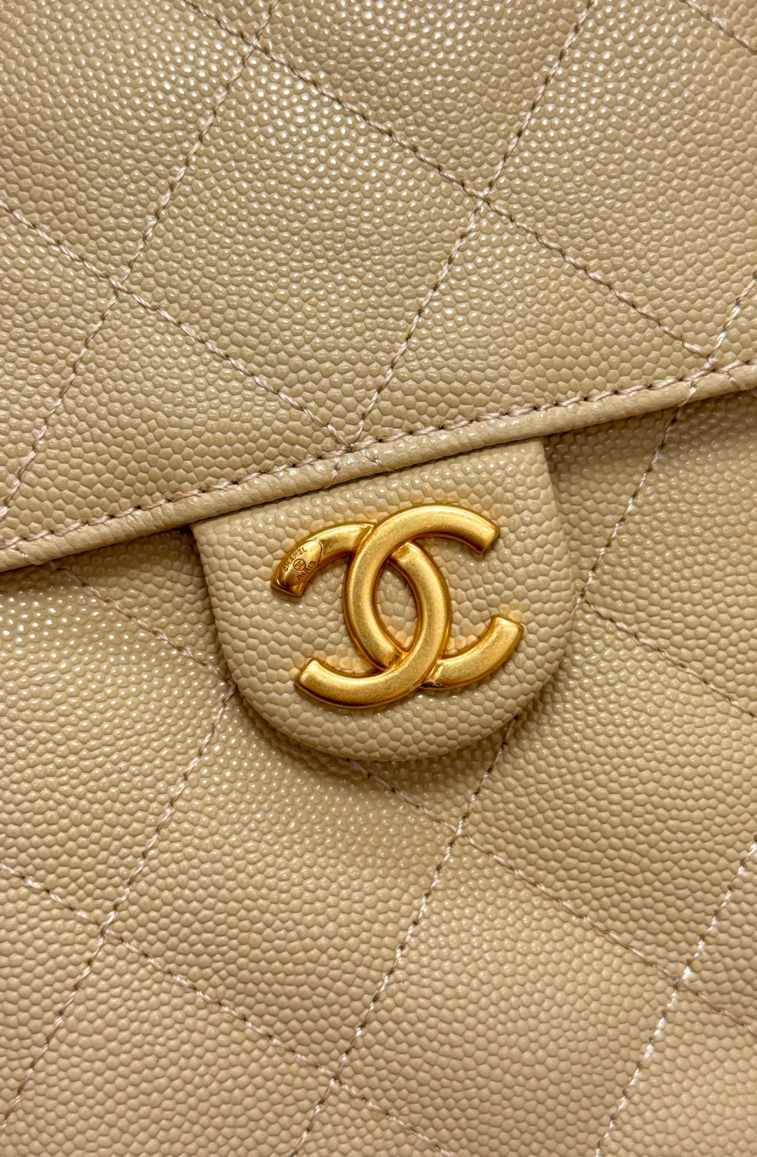 Chanel 25S Hobo Bag 30 in Golden Beige Caviar with Gold Hardware
