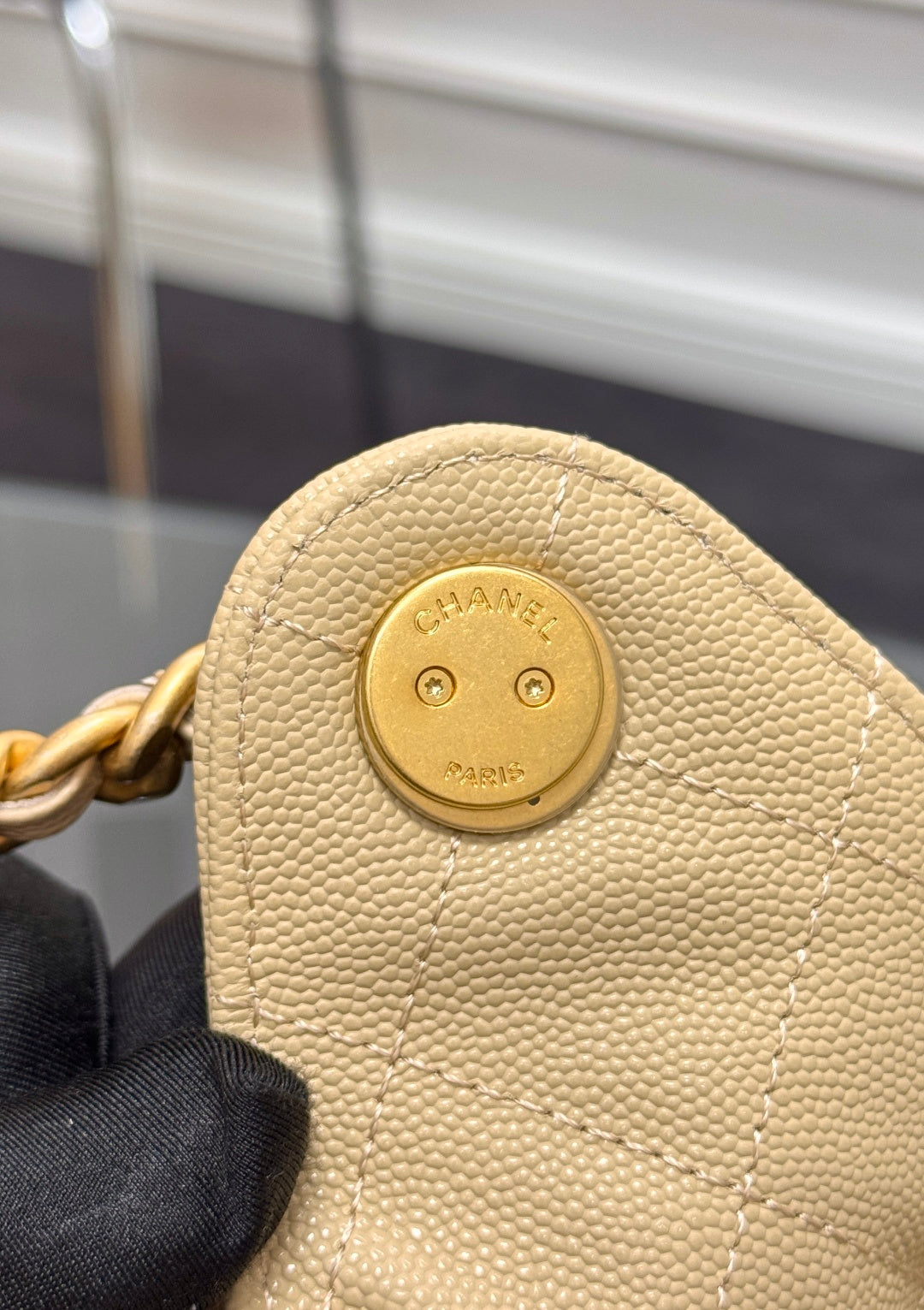 Chanel 25S Hobo Bag 30 in Golden Beige Caviar with Gold Hardware
