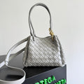 Bottega Veneta 25S Small Parachute 21 in Light Gray Calfskin Gold Hardware Bag