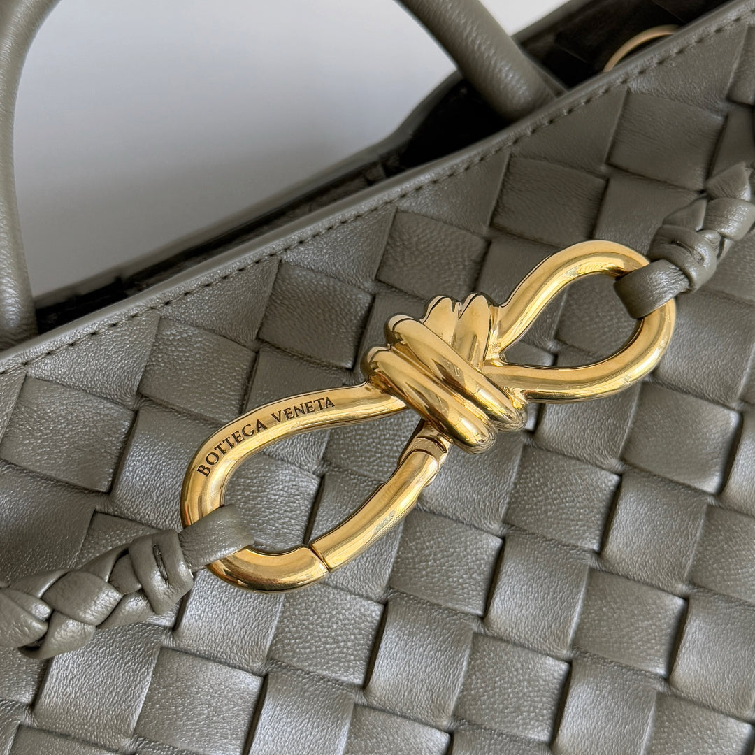Bottega Veneta 25S Andiamo 25 in Olive Green Calfskin Gold Hardware Bag