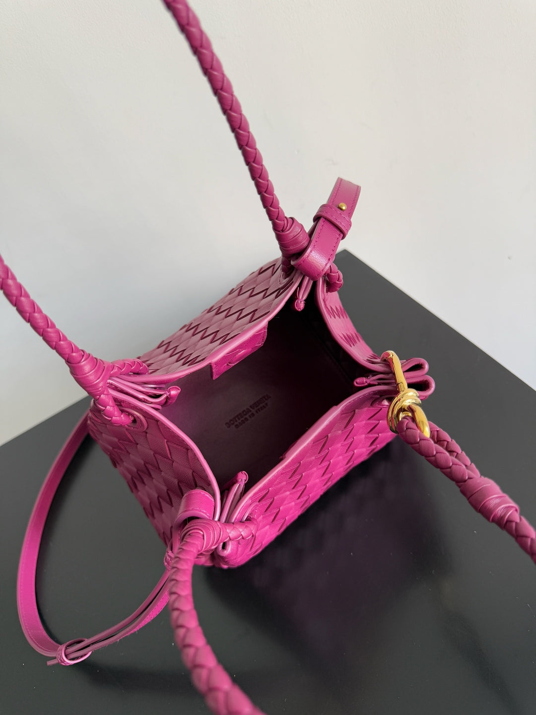 Bottega Veneta 25S Small Parachute 21 in Raspberry Pink Calfskin Gold Hardware Bag