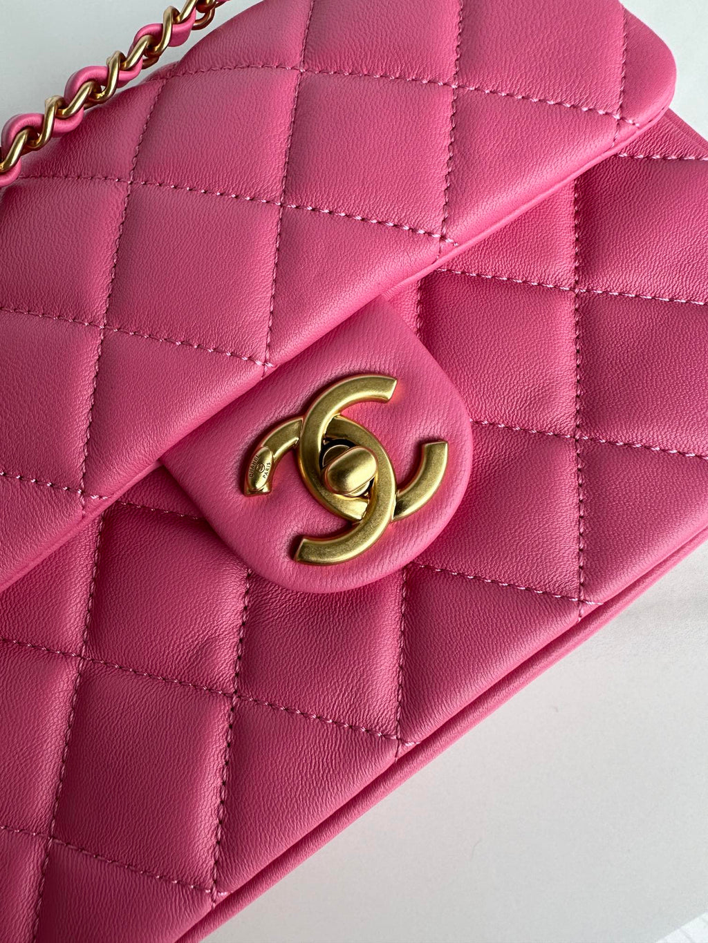 Chanel Small 20 Flap Bag in Deep Pink Calfskin