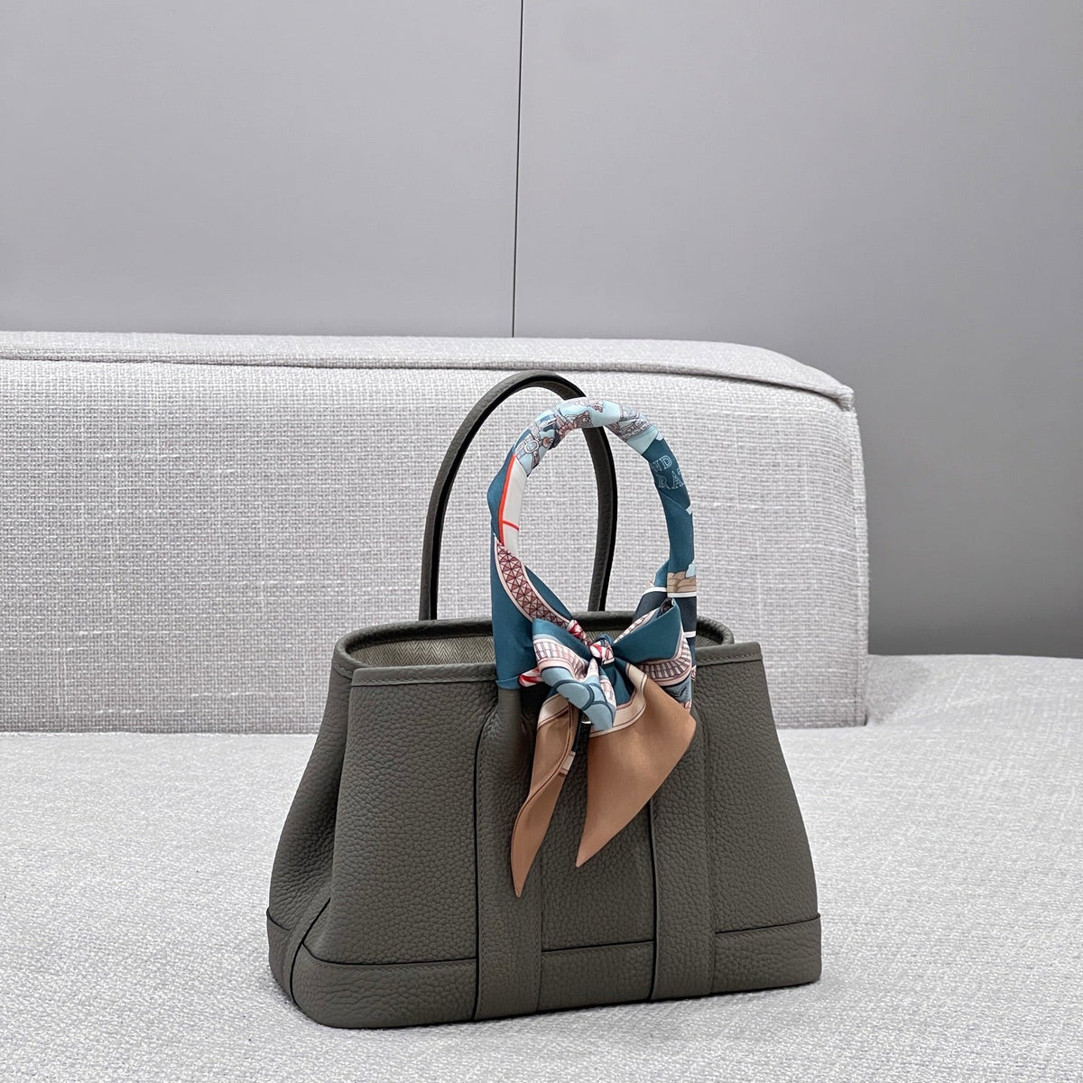 Hermes Garden Party 23cm in Grey Calfskin Bag