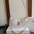 Celine 25S Shoulder Camille 16 Soft 27mm in White Calfskin Gold Hardware Bag