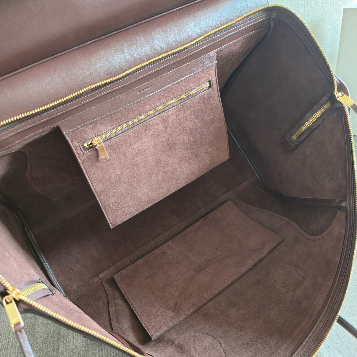 Celine 25S Medium Smiling New Luggage 44mm in Syrah Red Supple Shiny Lambskin Bag