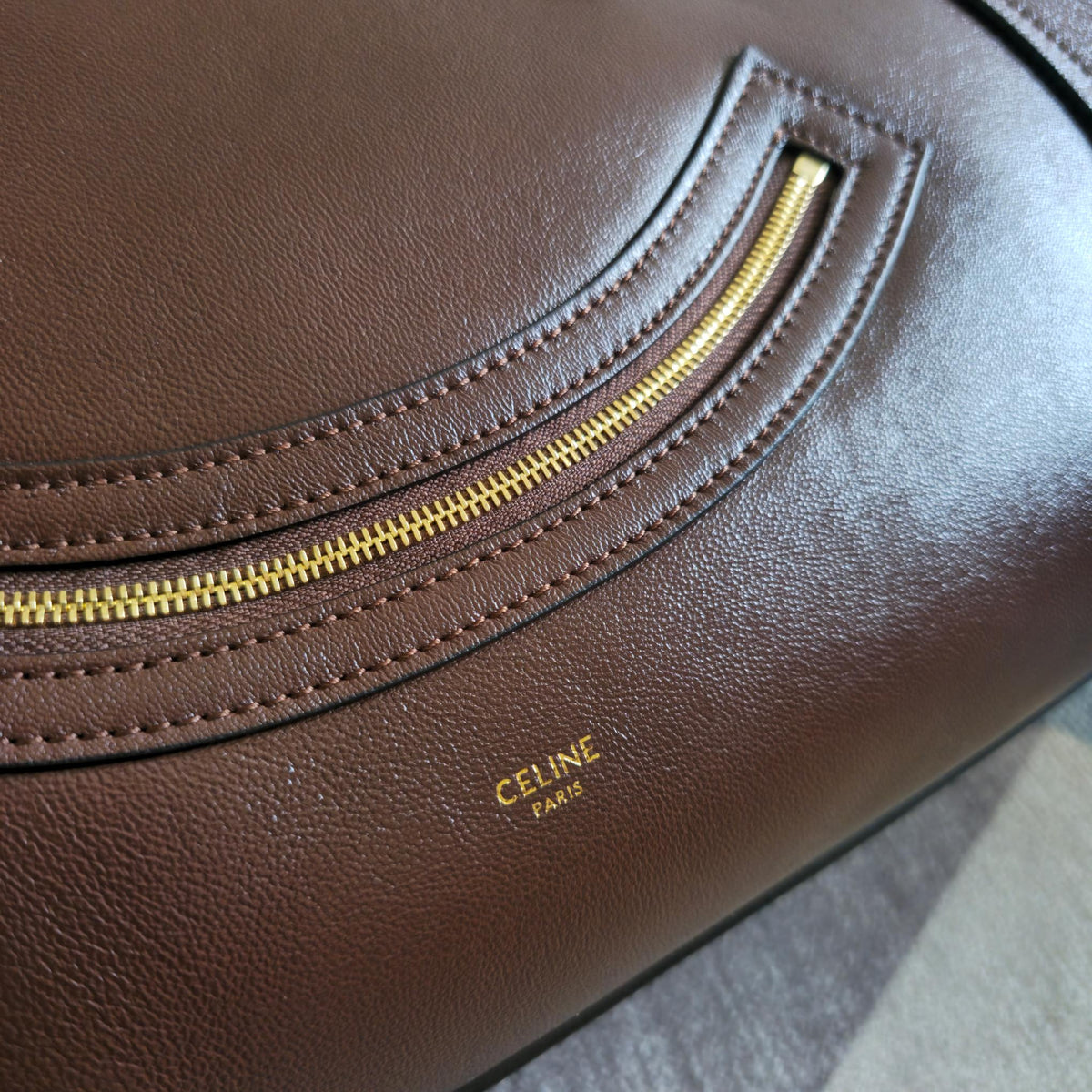Celine 25S Medium Smiling New Luggage 44mm in Syrah Red Supple Shiny Lambskin Bag
