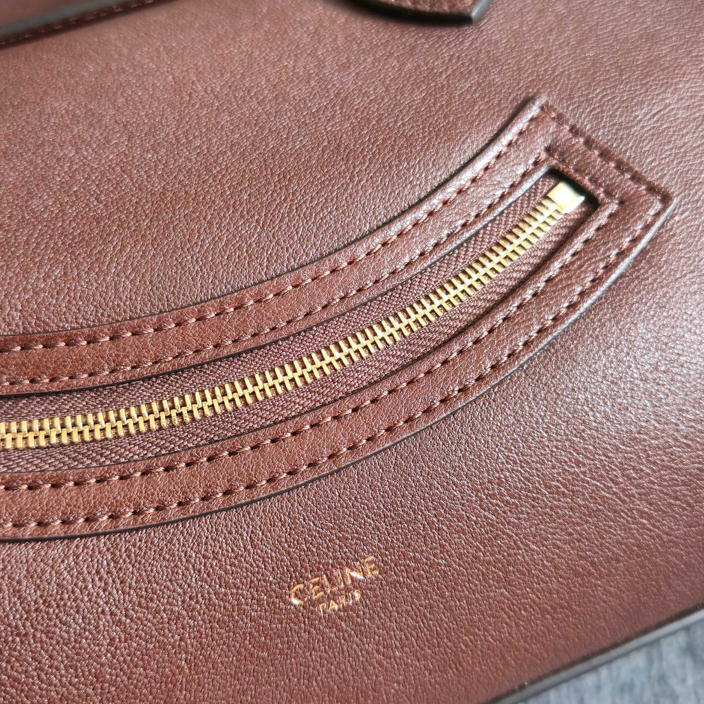 Celine 25S Medium Smiling New Luggage 36mm in Syrah Red Supple Shiny Lambskin Bag