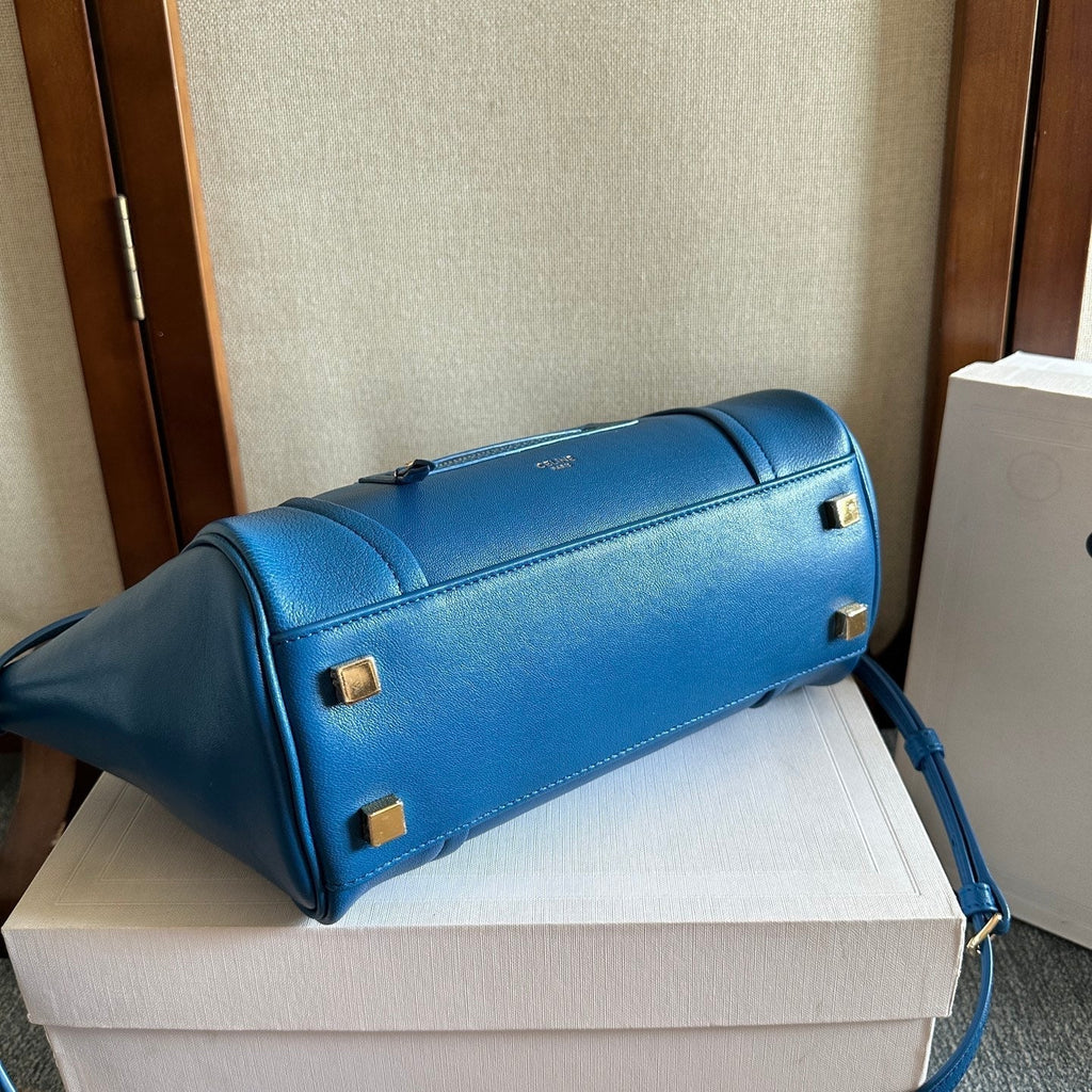Celine 25S New Luggage 36mm in Dark Blue Calfskin Gold Hardware Bag