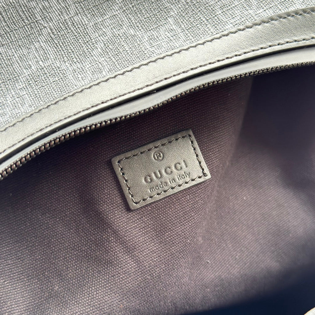 Gucci Backpack 44 in Gray Monogram Canvas and Black Leather Trim