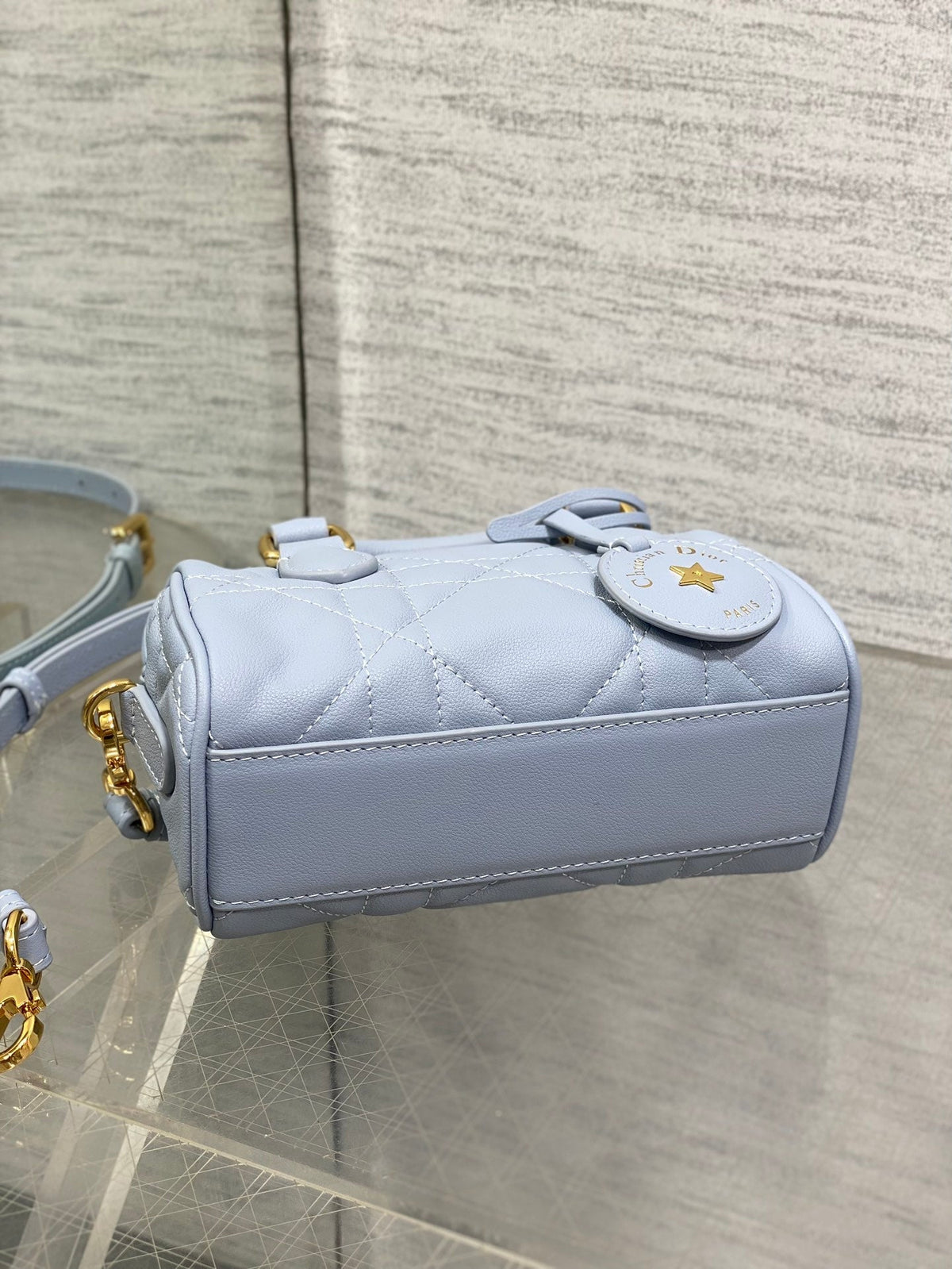 Dior Groove Mini 17 Bag in Light Blue Lambskin