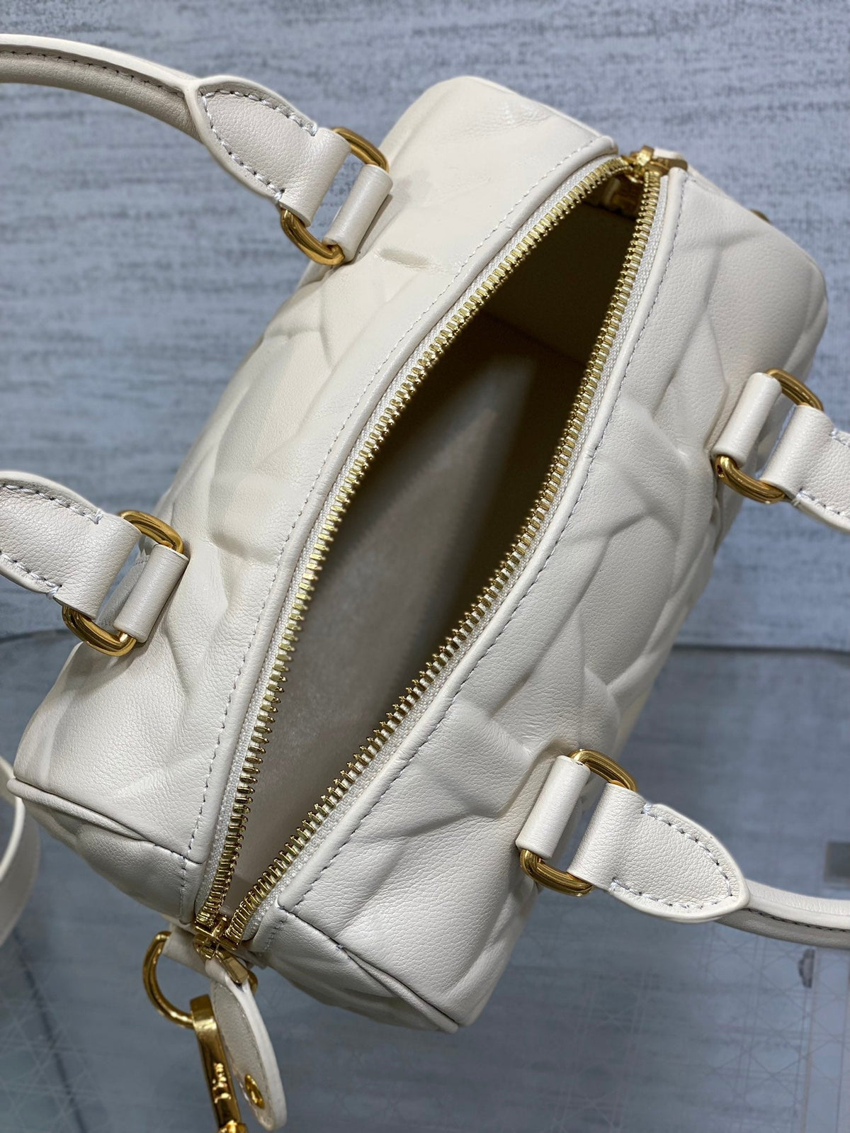 Dior Groove 20 Bag in White Cream Macrocannage Calfskin with Gold Hardware