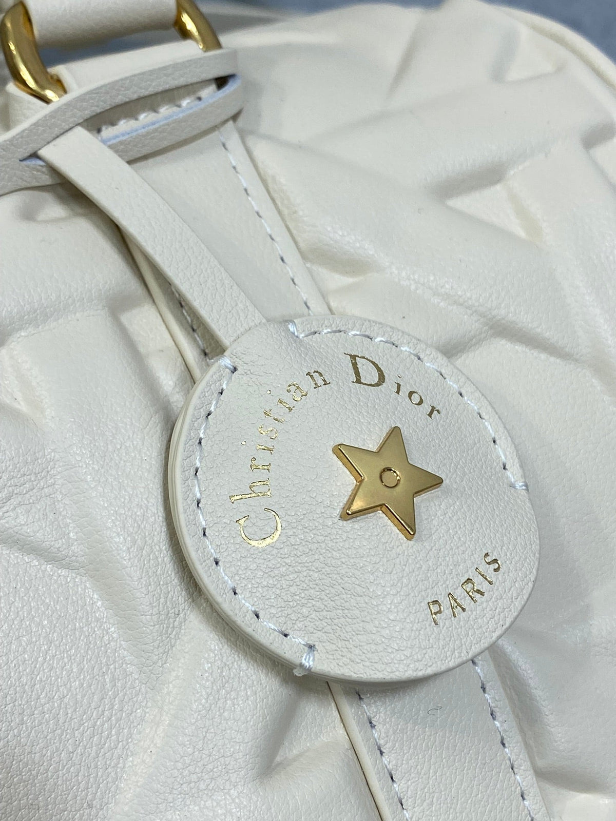 Dior Groove 25 Bag in White Cream Macrocannage Calfskin with Gold Hardware