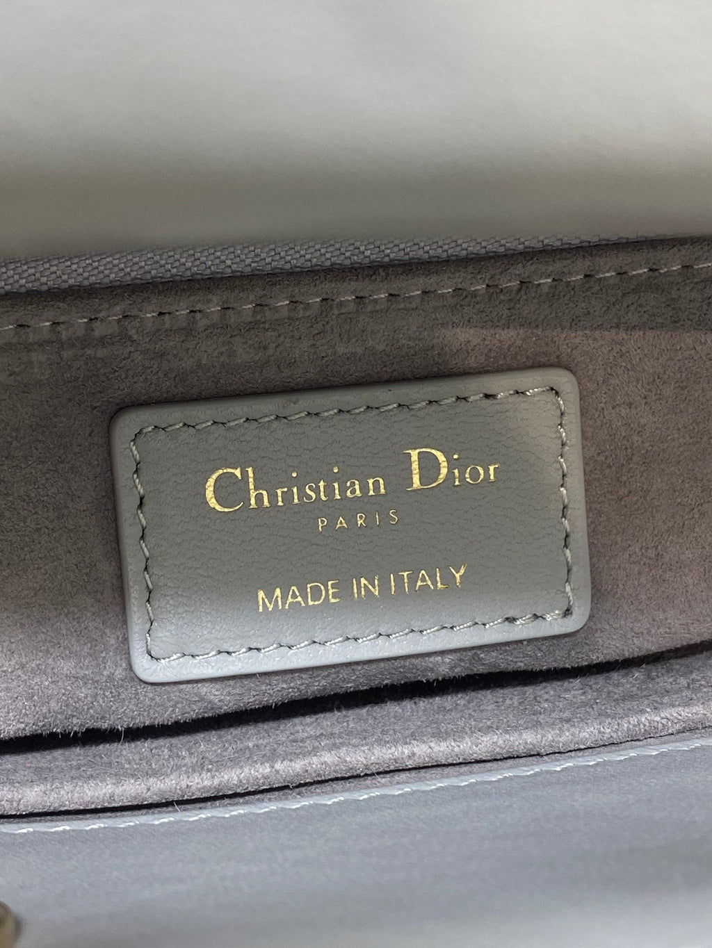 Dior 25S Lady Bag 20 in Dark Gray Calfskin Charm Pearl Embellishments