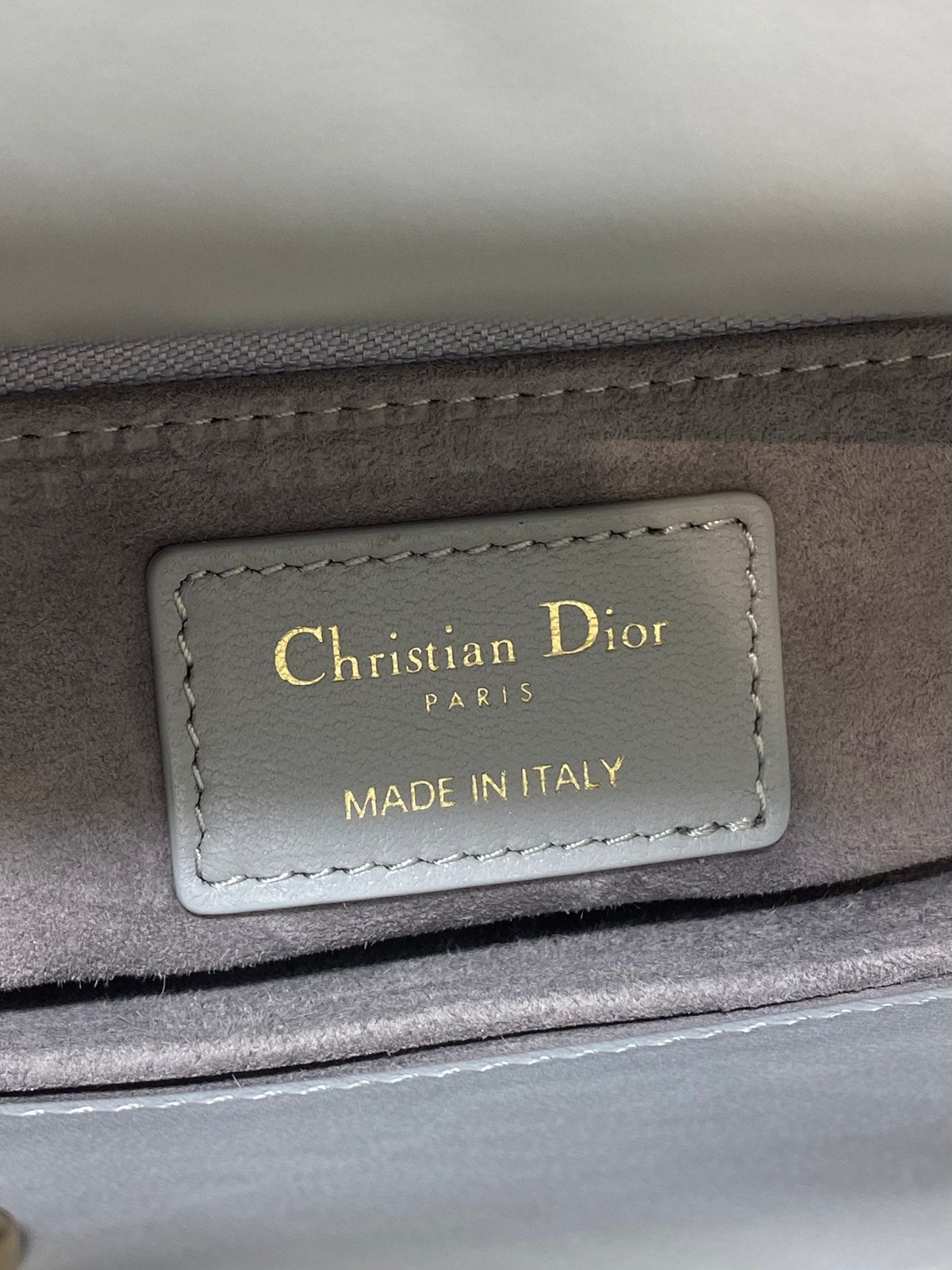 Dior 25S Lady Bag 20 in Dark Gray Calfskin Charm Pearl Embellishments