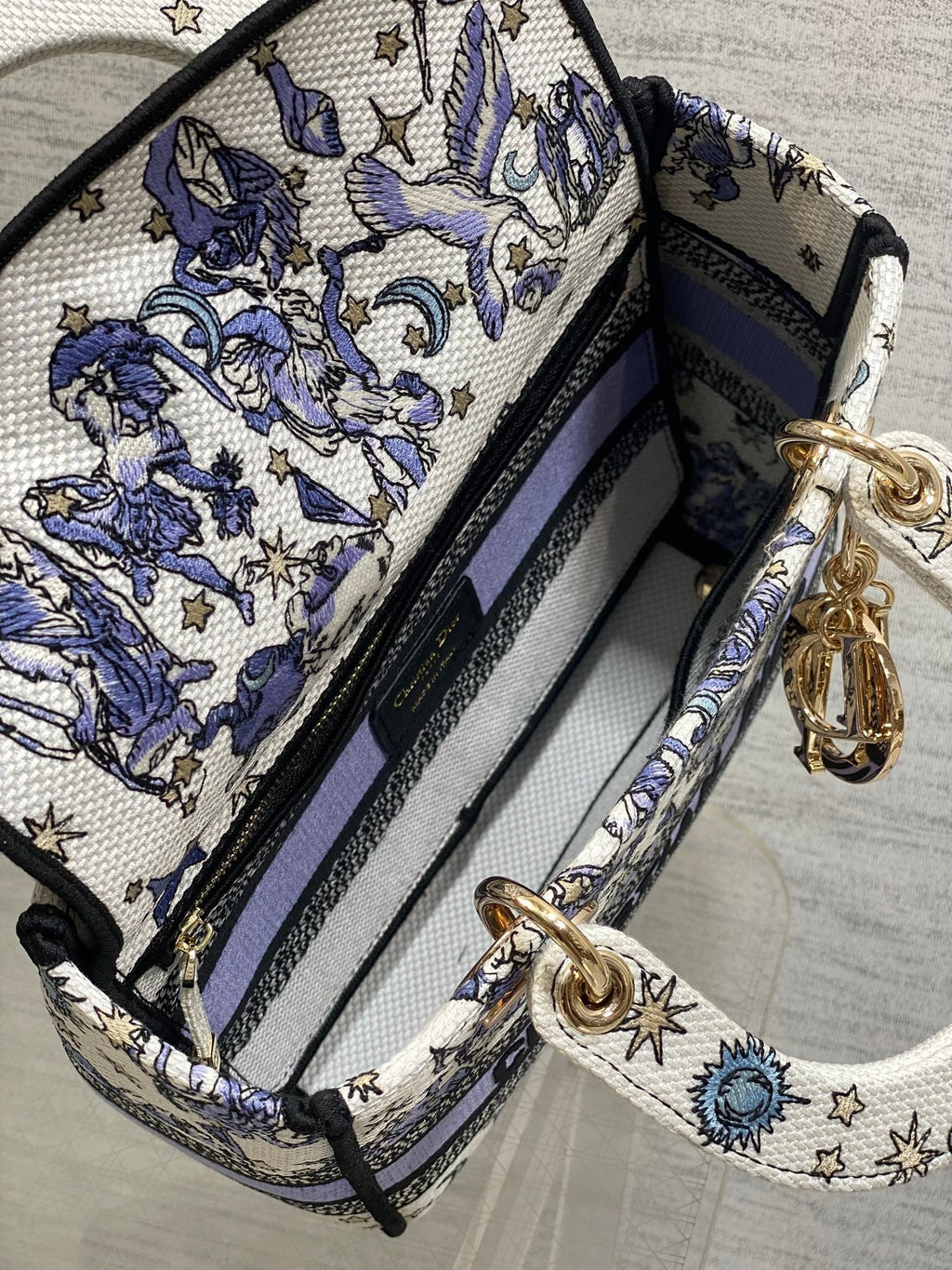 Dior 25S Small Lady D-Lite Bag 24 in Purple Night of Dreams Embroidery