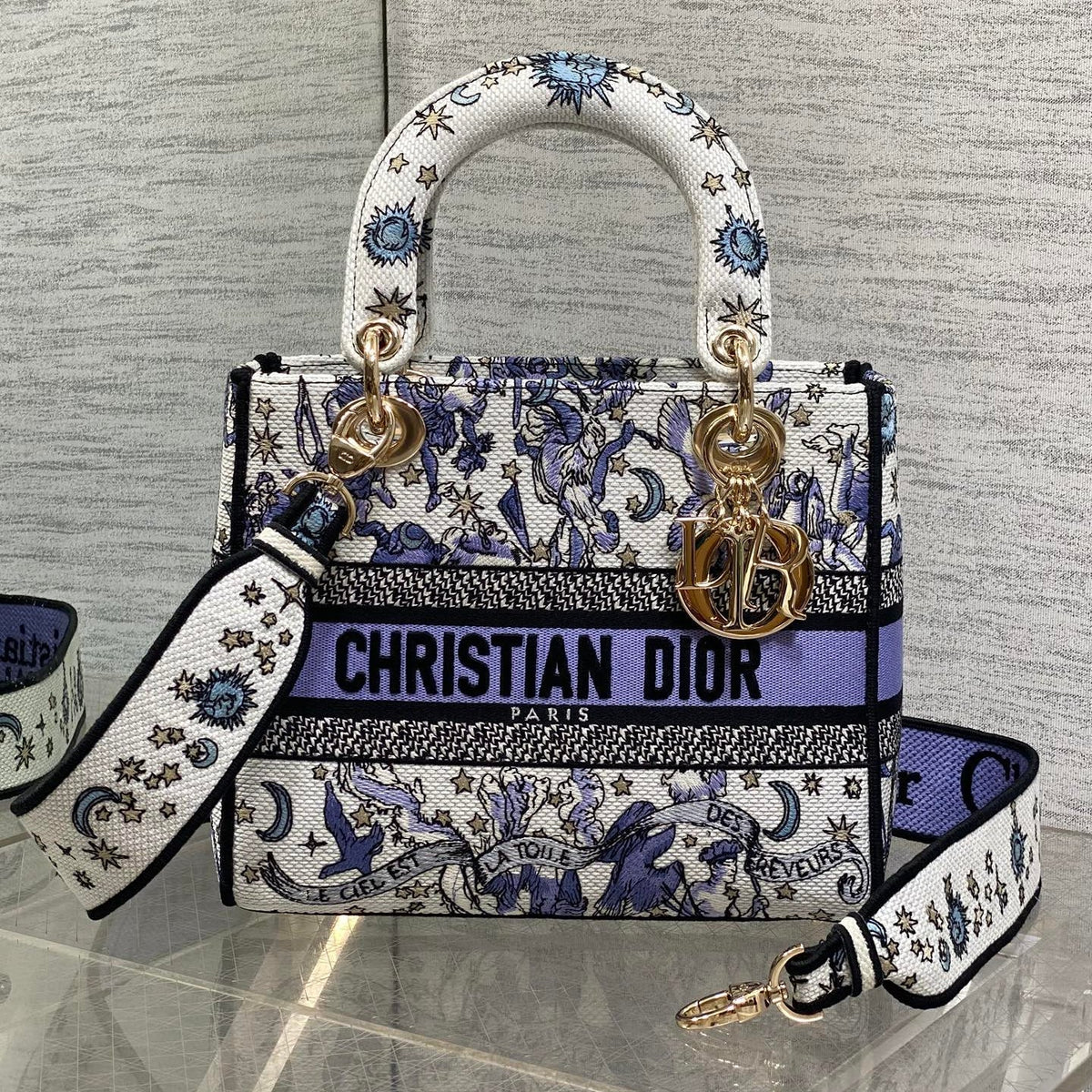 Dior 25S Small Lady D-Lite Bag 24 in Purple Night of Dreams Embroidery