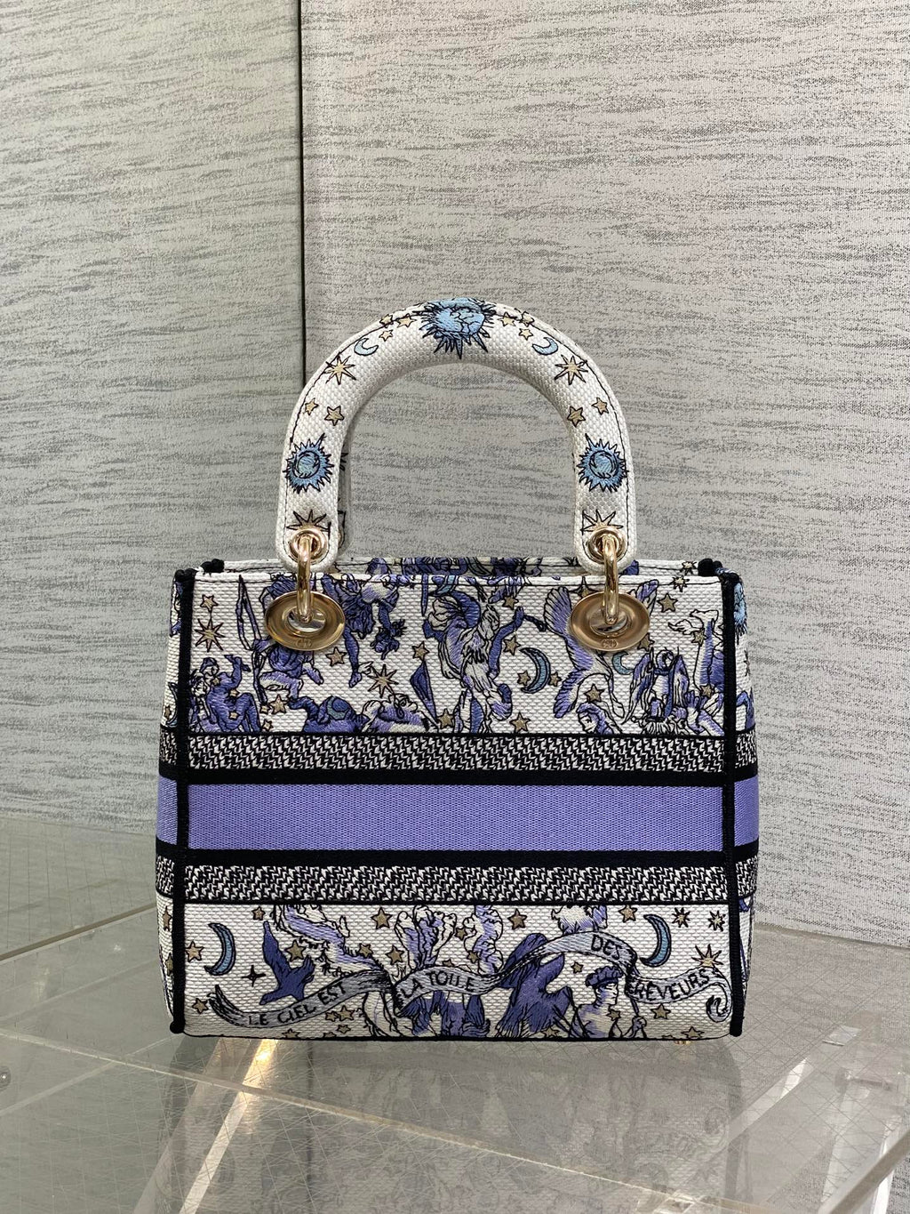 Dior 25S Small Lady D-Lite Bag 24 in Purple Night of Dreams Embroidery