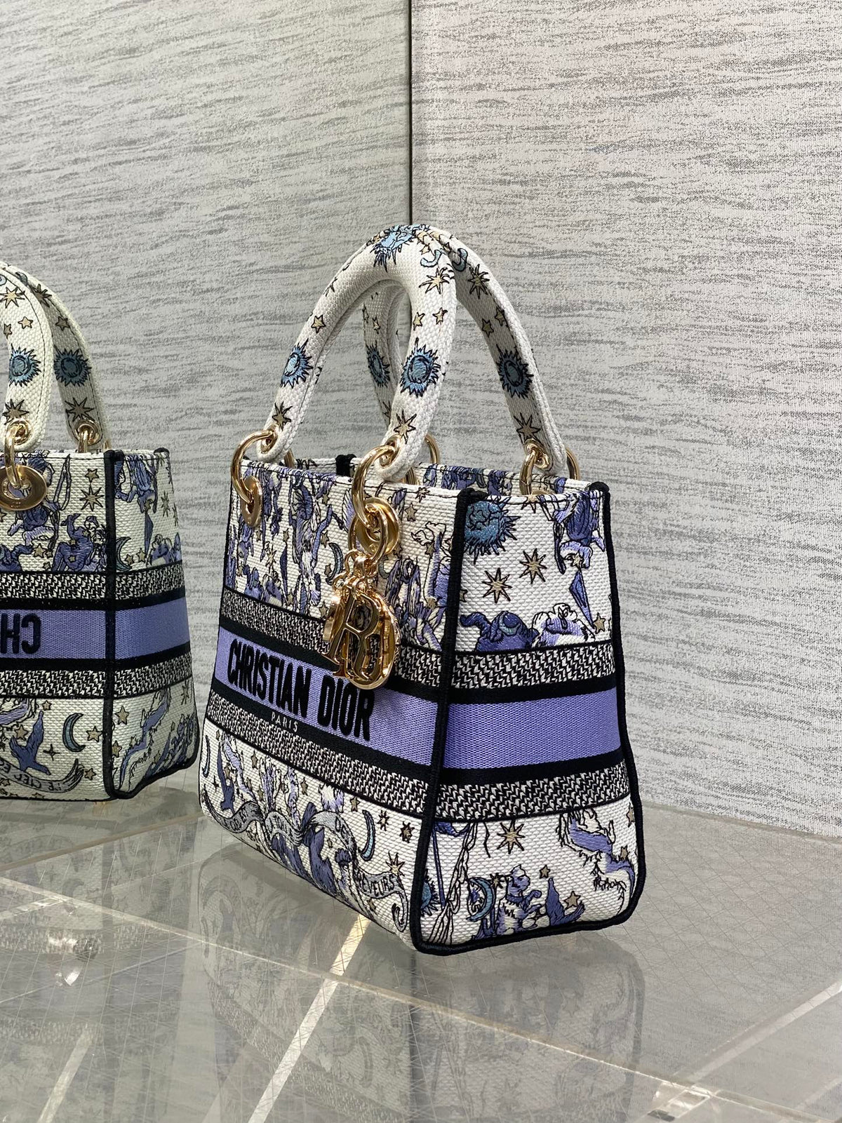 Dior 25S Small Lady D-Lite Bag 24 in Purple Night of Dreams Embroidery