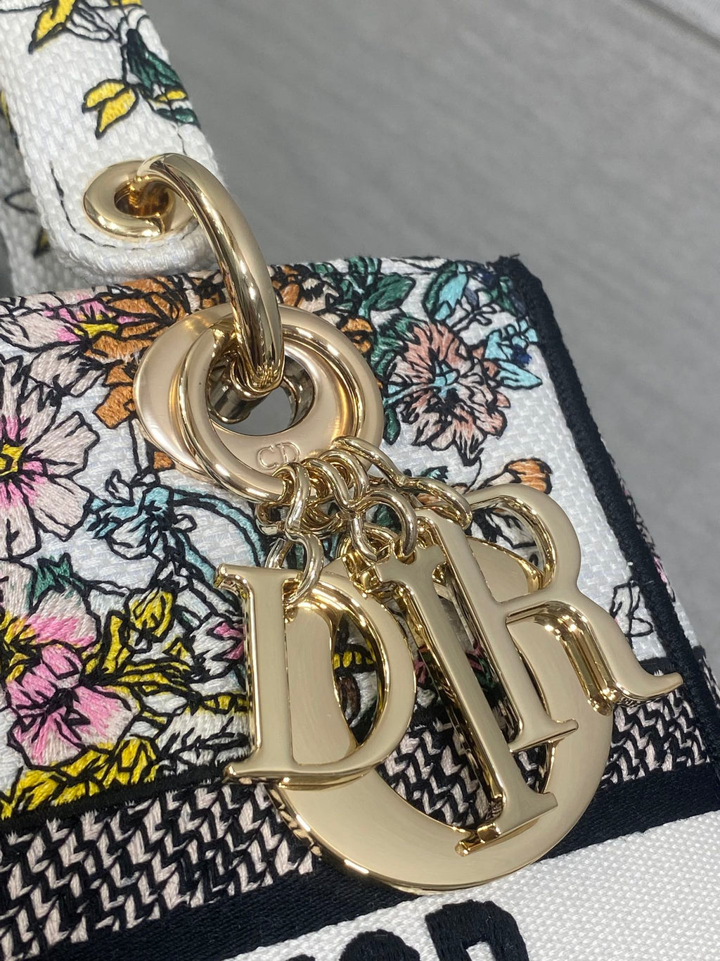Dior 25S Small Lady D-Lite Bag 24 in Multicolor Flowers Calendar Allover Embroidery