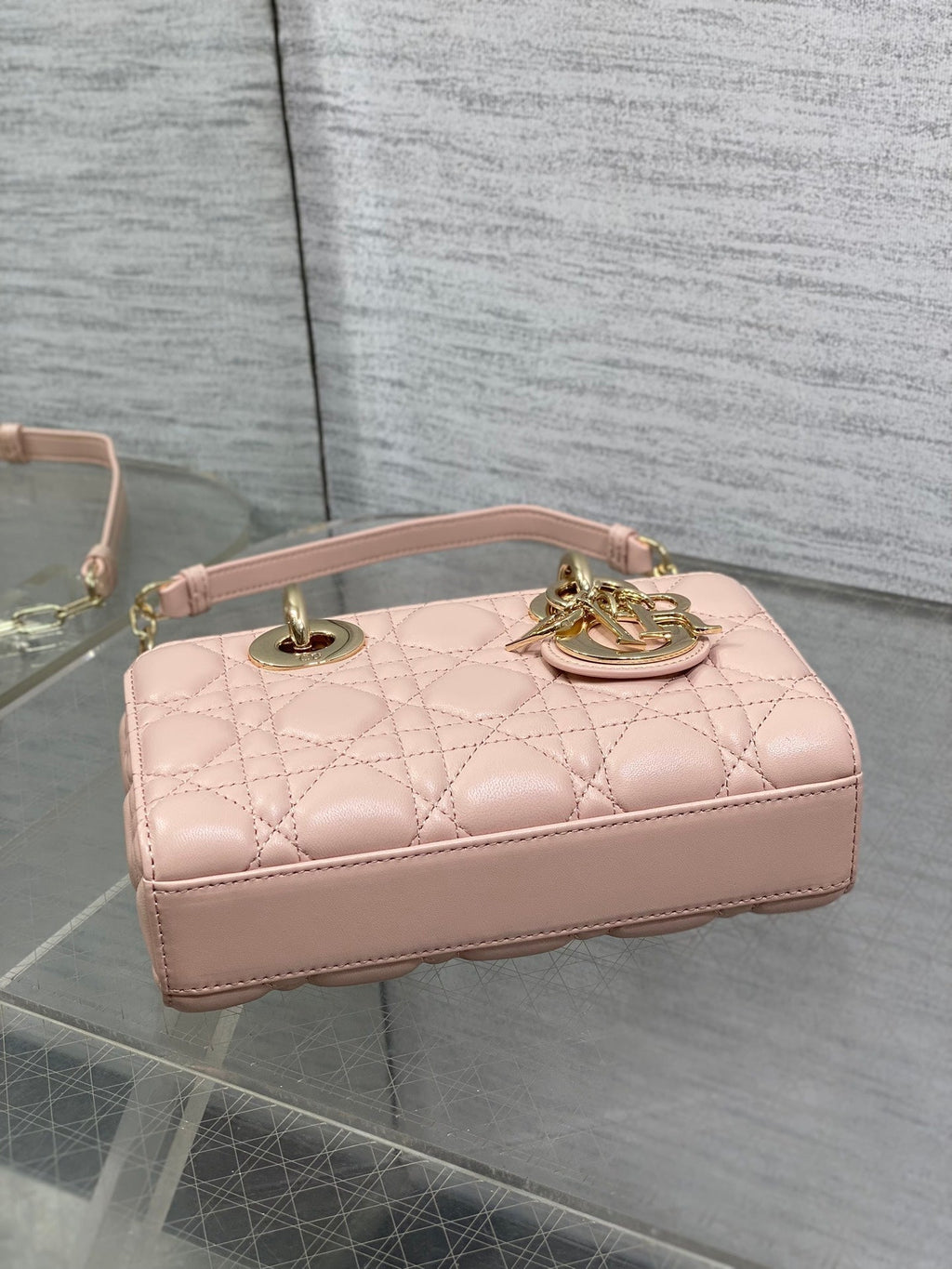 Dior 25S Micro Lady D-Joy 19 in Baby Pink Calfskin Gold Hardwre Bag