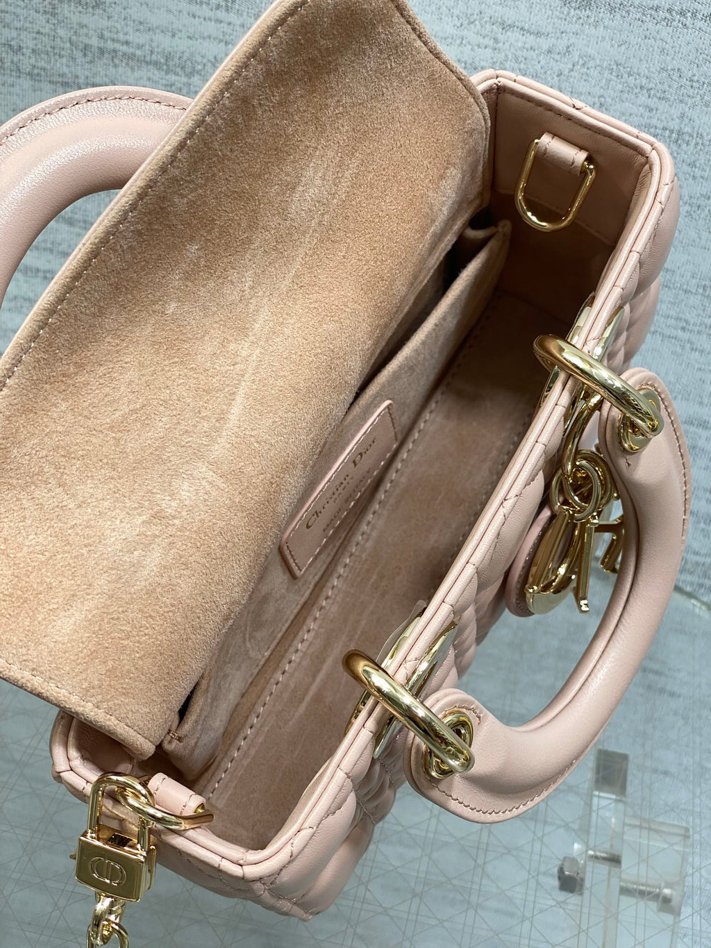 Dior 25S Micro Lady D-Joy 19 in Baby Pink Calfskin Gold Hardwre Bag