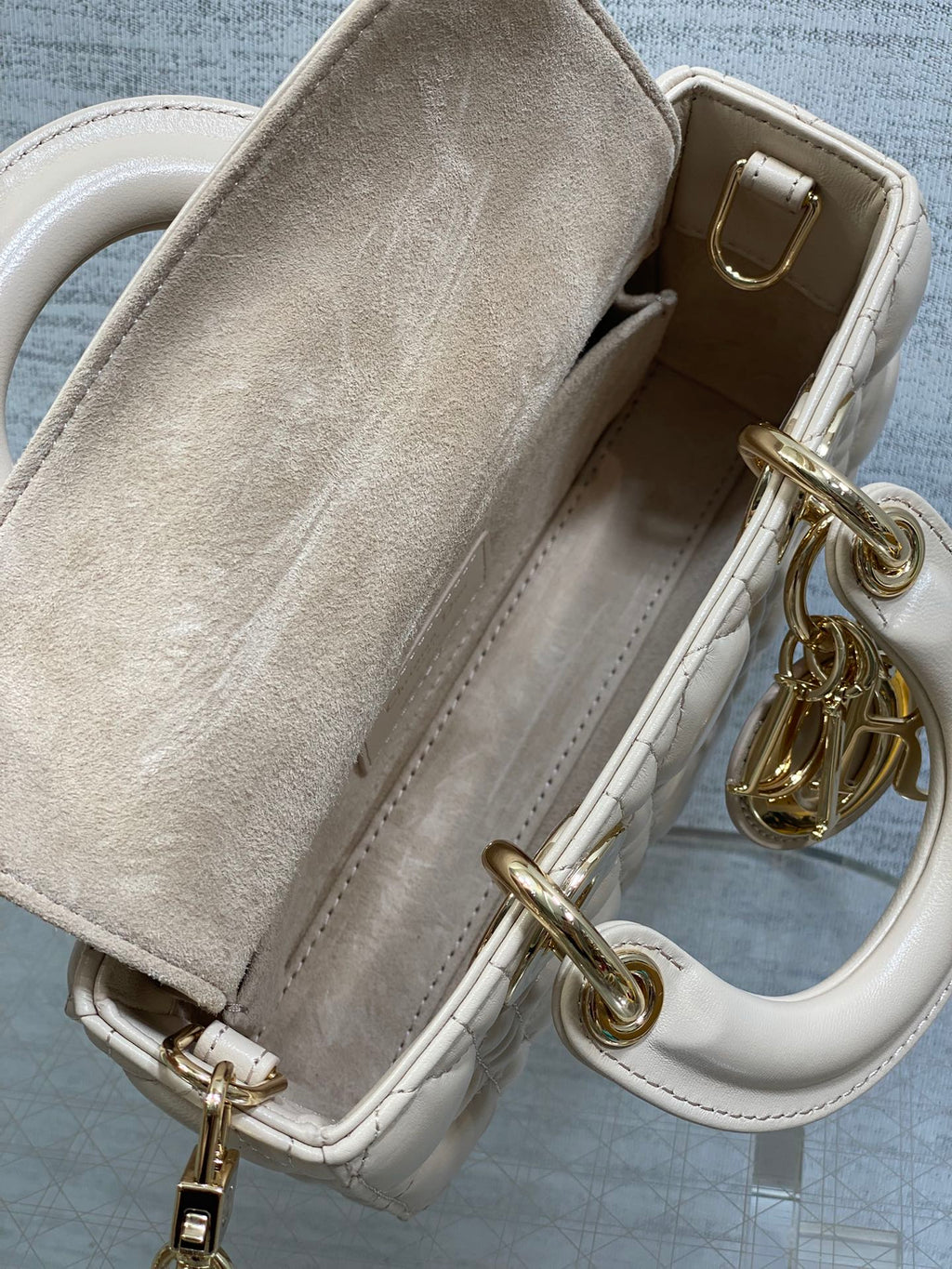 Dior 25S Micro Lady D-Joy 19 in Beige Calfskin Gold Hardwre Bag