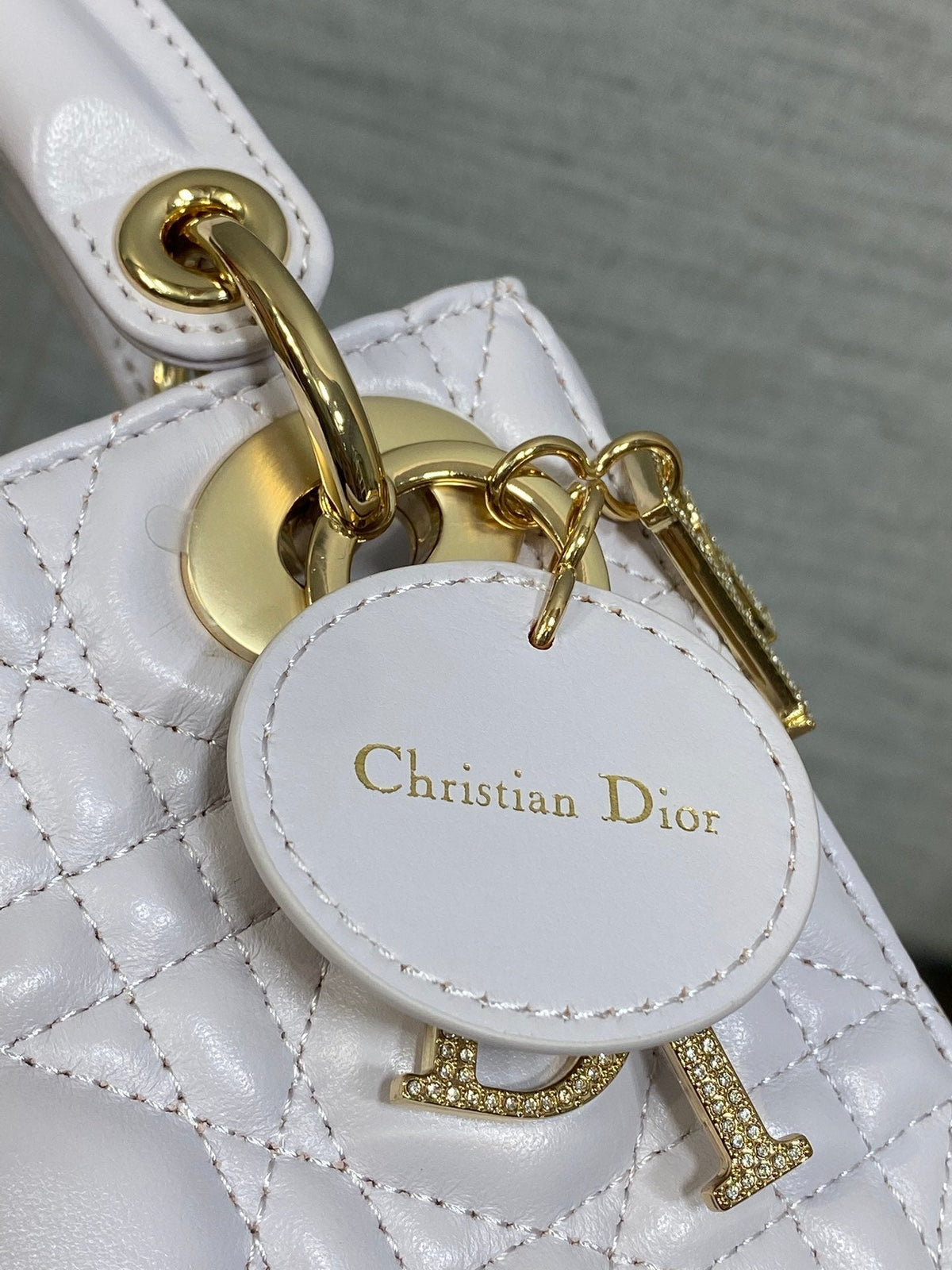 Dior 25S Mini Lady Bag 17 in Lilac Calfskin Charm Crystal Embellishments