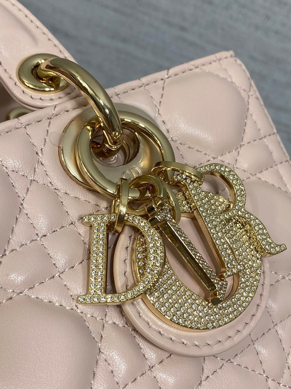 Dior 25S Small Lady D‑Joy Bag 22 in Baby Pink Calfskin Gold Hardware