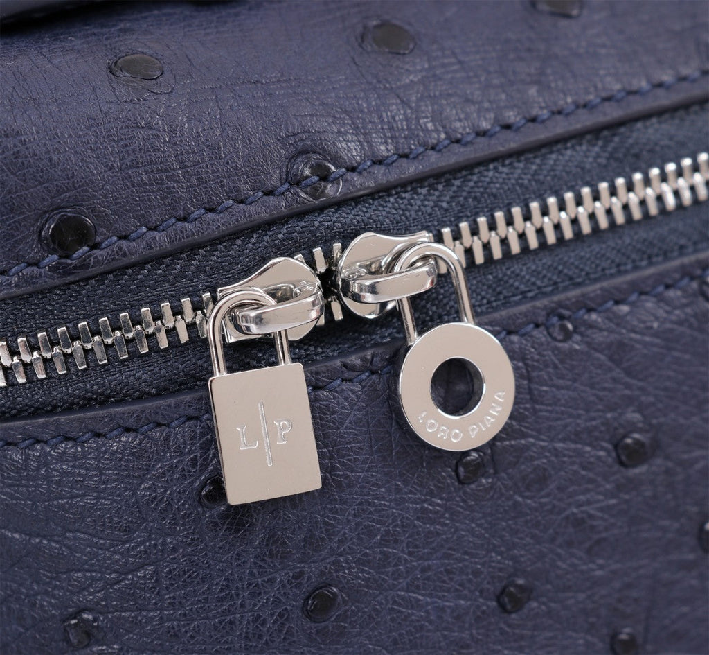 Loro Piana Extra Pocket L19 in Space Blue Ostrich Leather Bag