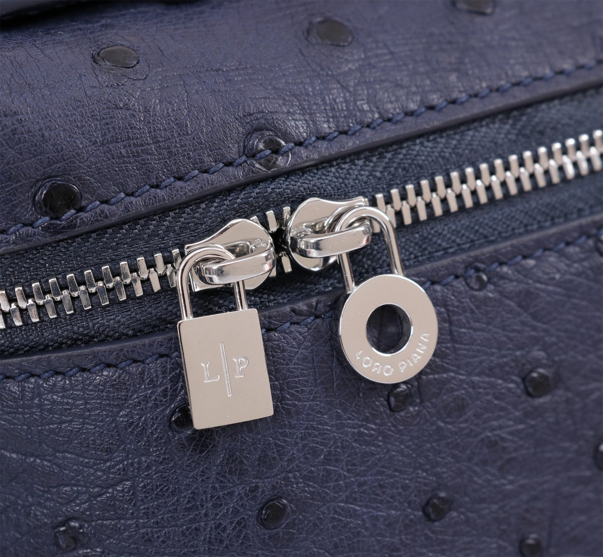 Loro Piana Extra Pocket L19 in Space Blue Ostrich Leather Bag