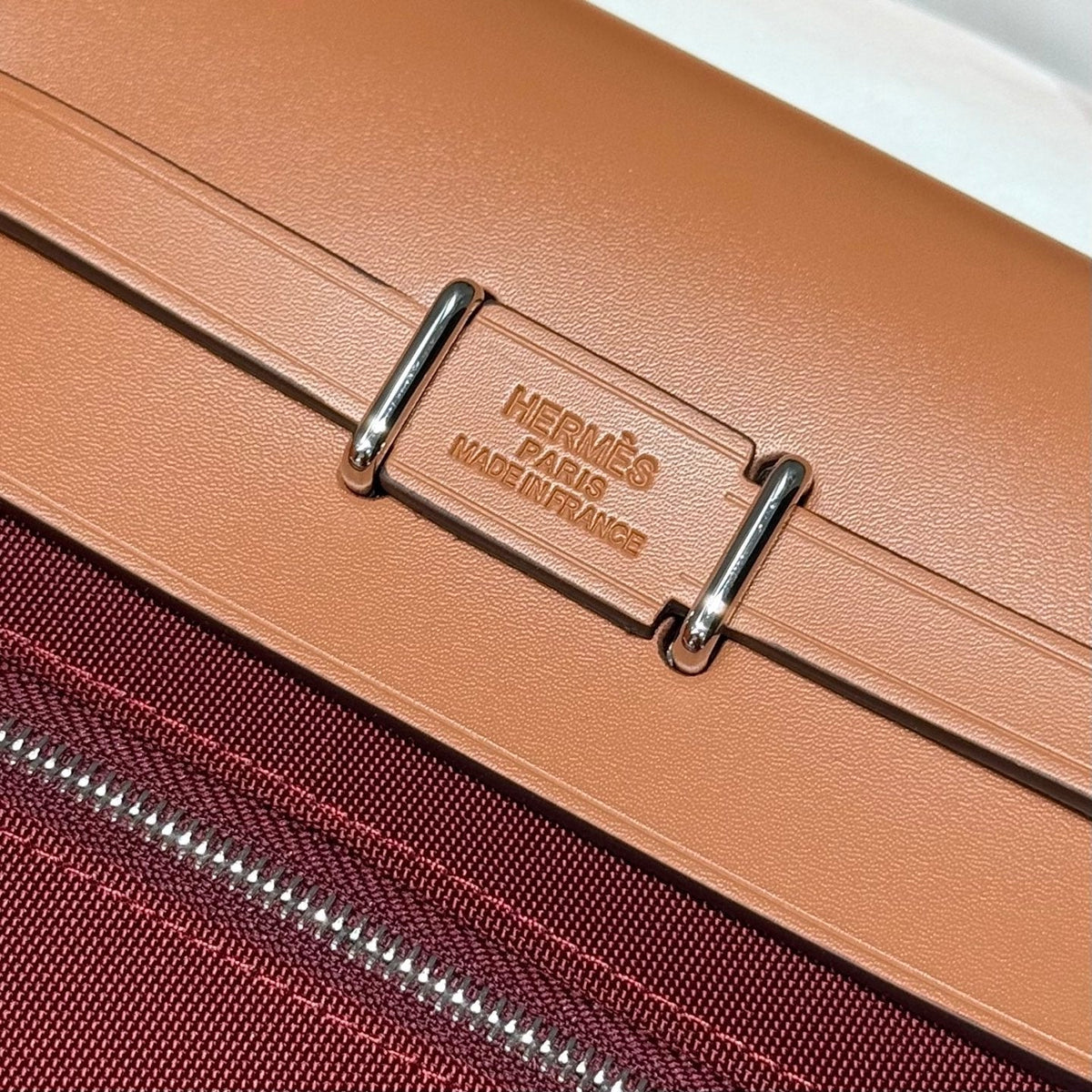 Hermes 25S Mini Herbag 20 in Plum Red Canvas Silver Hardware Bag