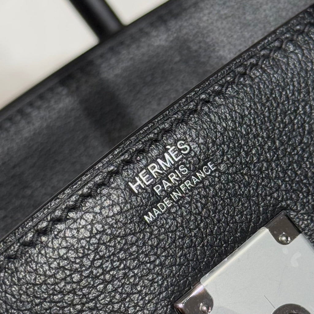 Hermes 25S Shoulder Birkin 29 in Black Calfskin Silver Hardware Bag