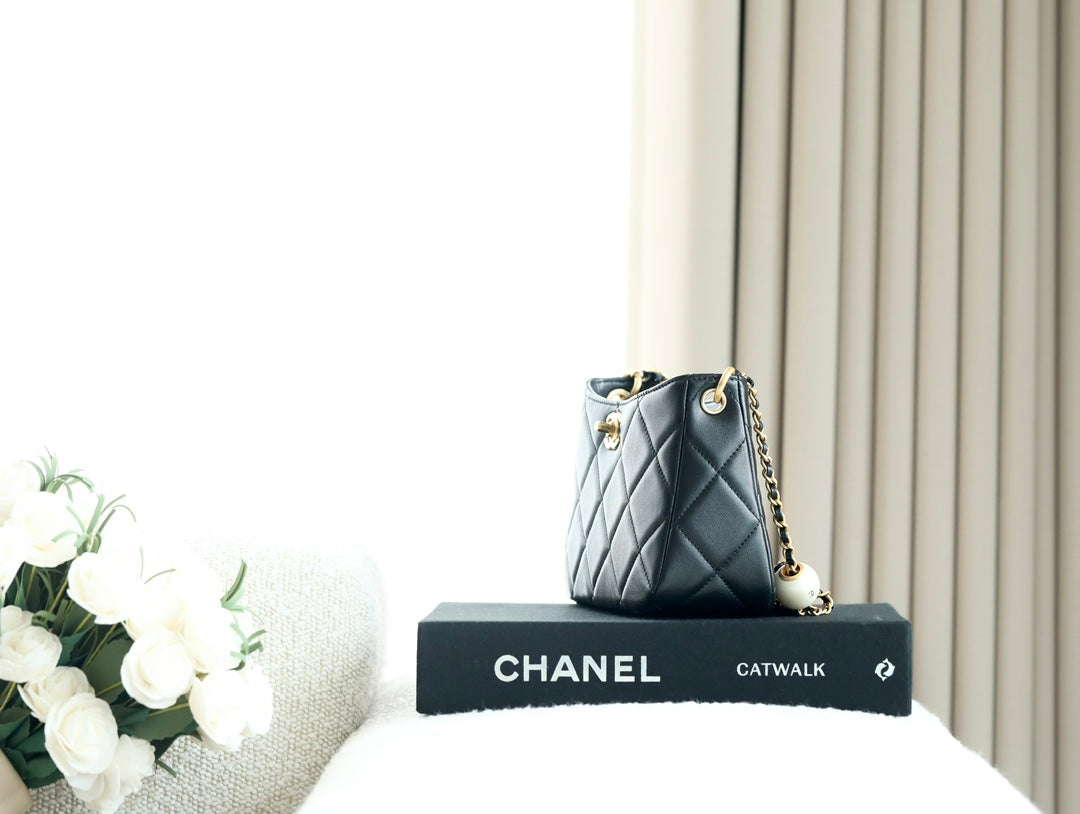 Chanel 25S Hobo Bag 19.5 cm in Black Calfskin with Gold Hardware