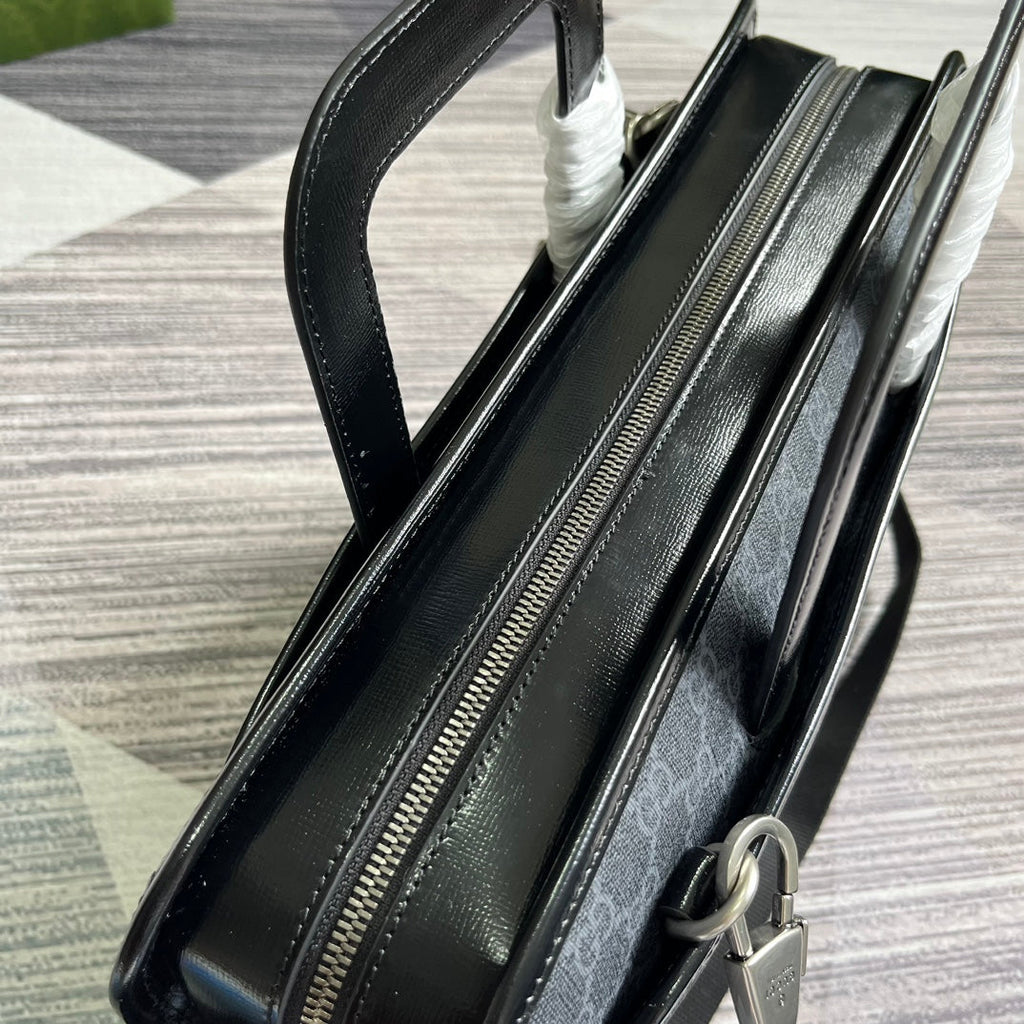 Gucci Briefcase 40 with Interlocking G Black Canvas Bag