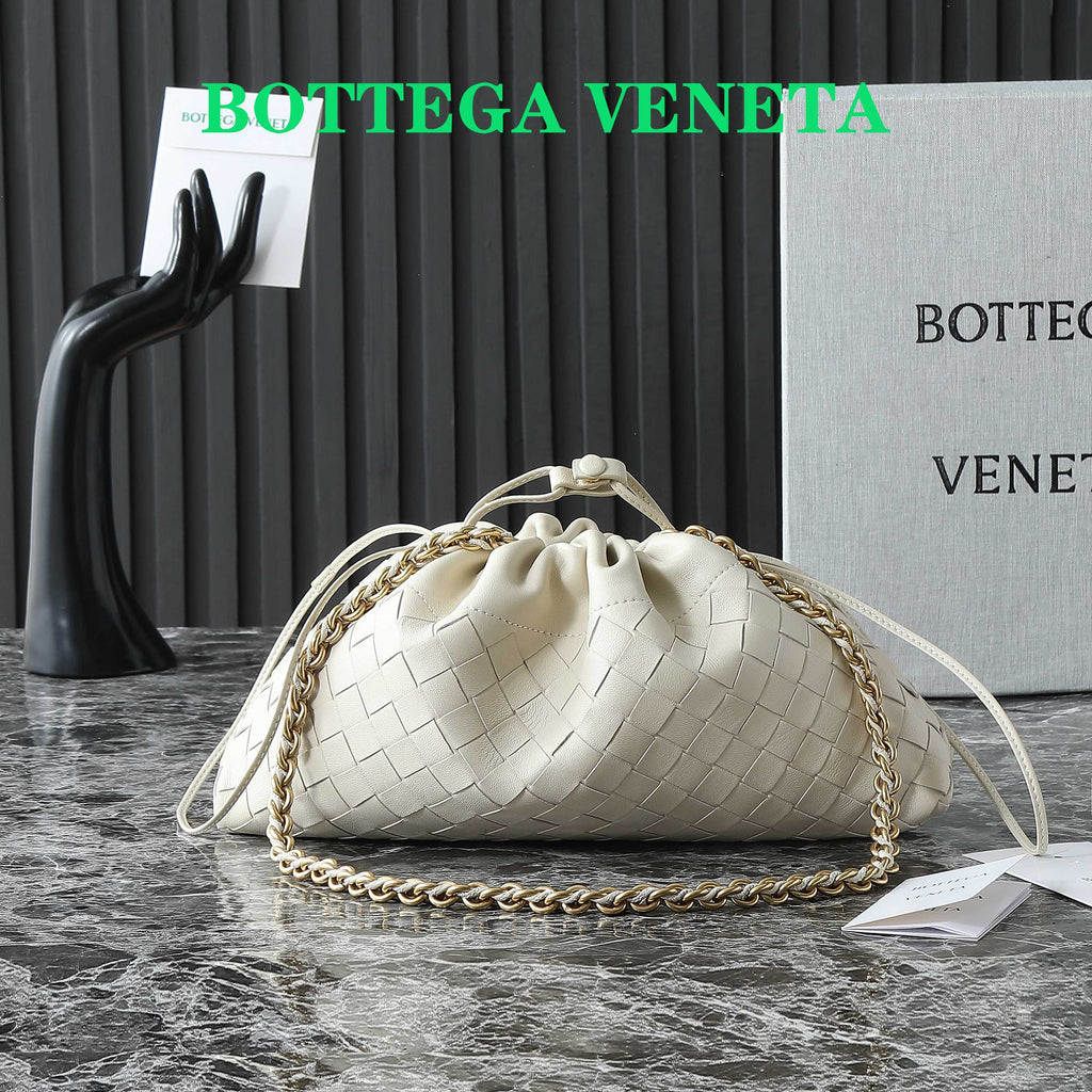 Bottega Veneta 25S Dustbag Notte 33 in Ivory Calfskin Gold Hardware Bag