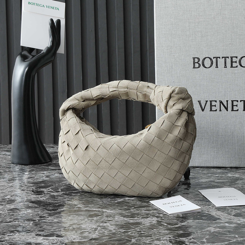 Bottega Veneta 25S Mini Jodie 28 in Muted Taupe Suede Gold Hardware Bag