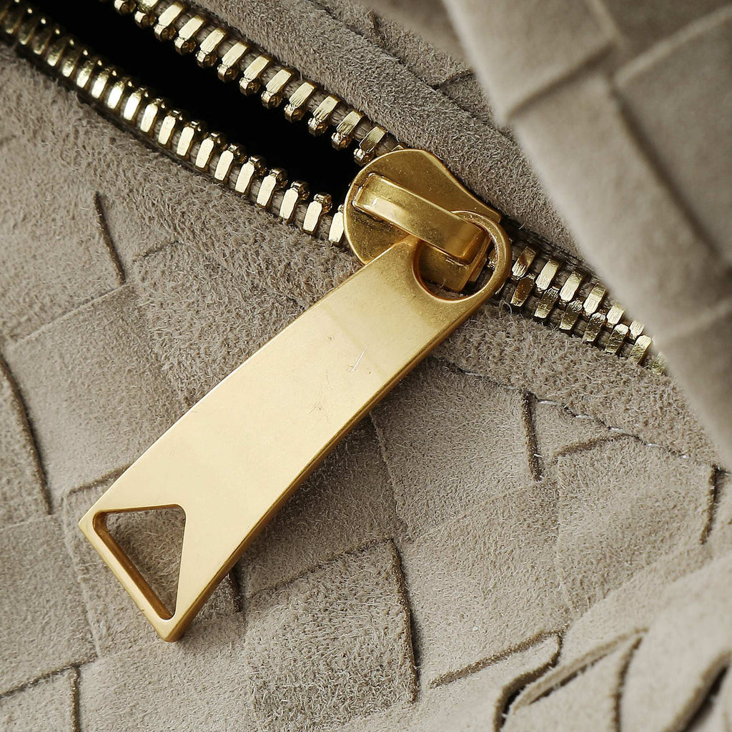 Bottega Veneta 25S Mini Jodie 28 in Muted Taupe Suede Gold Hardware Bag