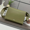 Flamenco Satchel 34 in Army Green Shiny Supple Calfskin