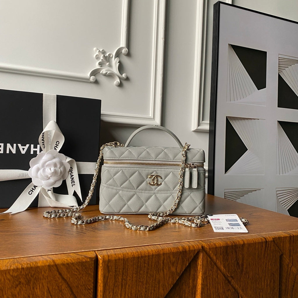 Chanel 25S Vanity Bag 20 in Grey Caviar Leather