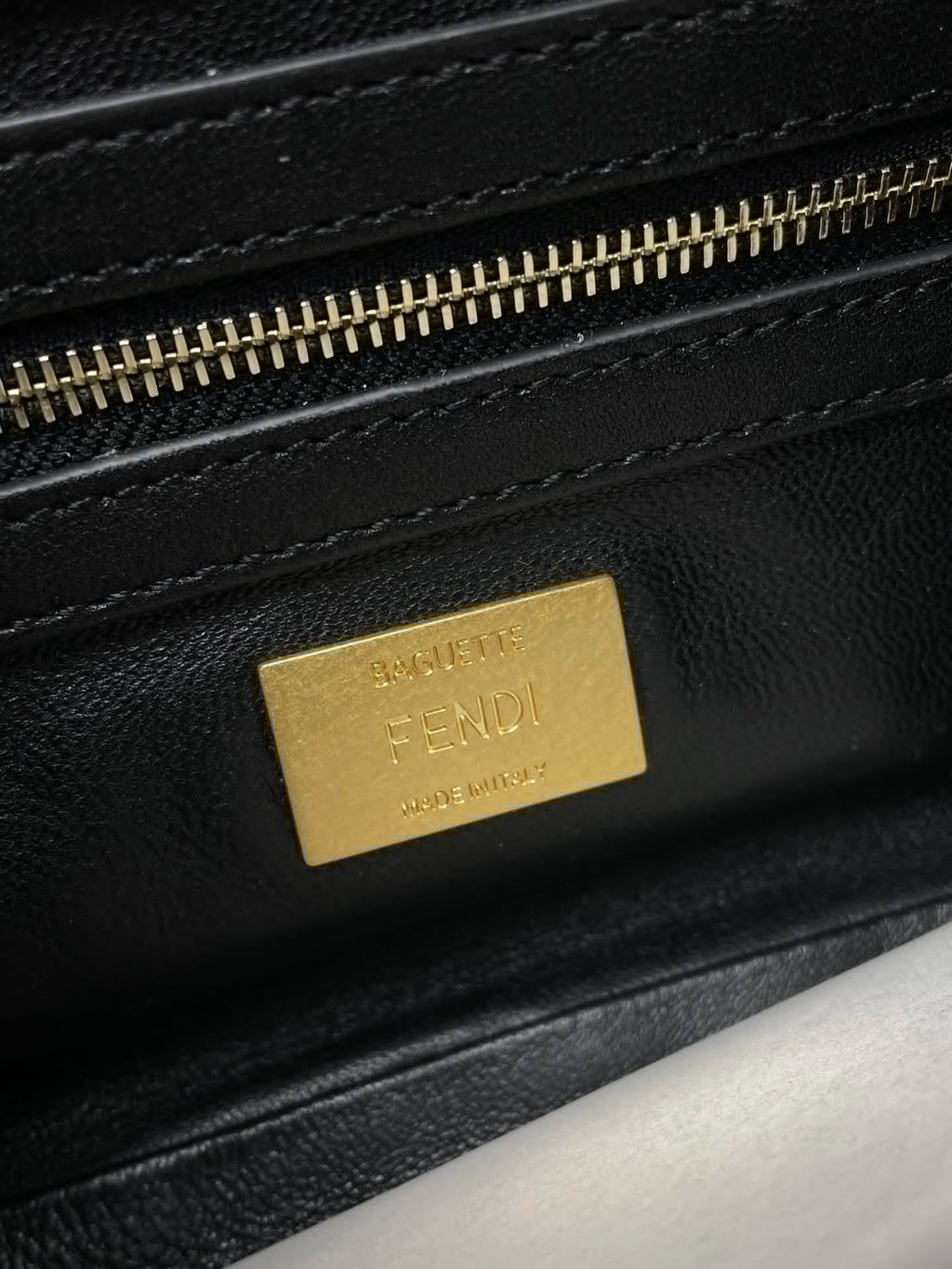 Fend Baguette 24 Bag with Ff Motif Black Leather Ghw