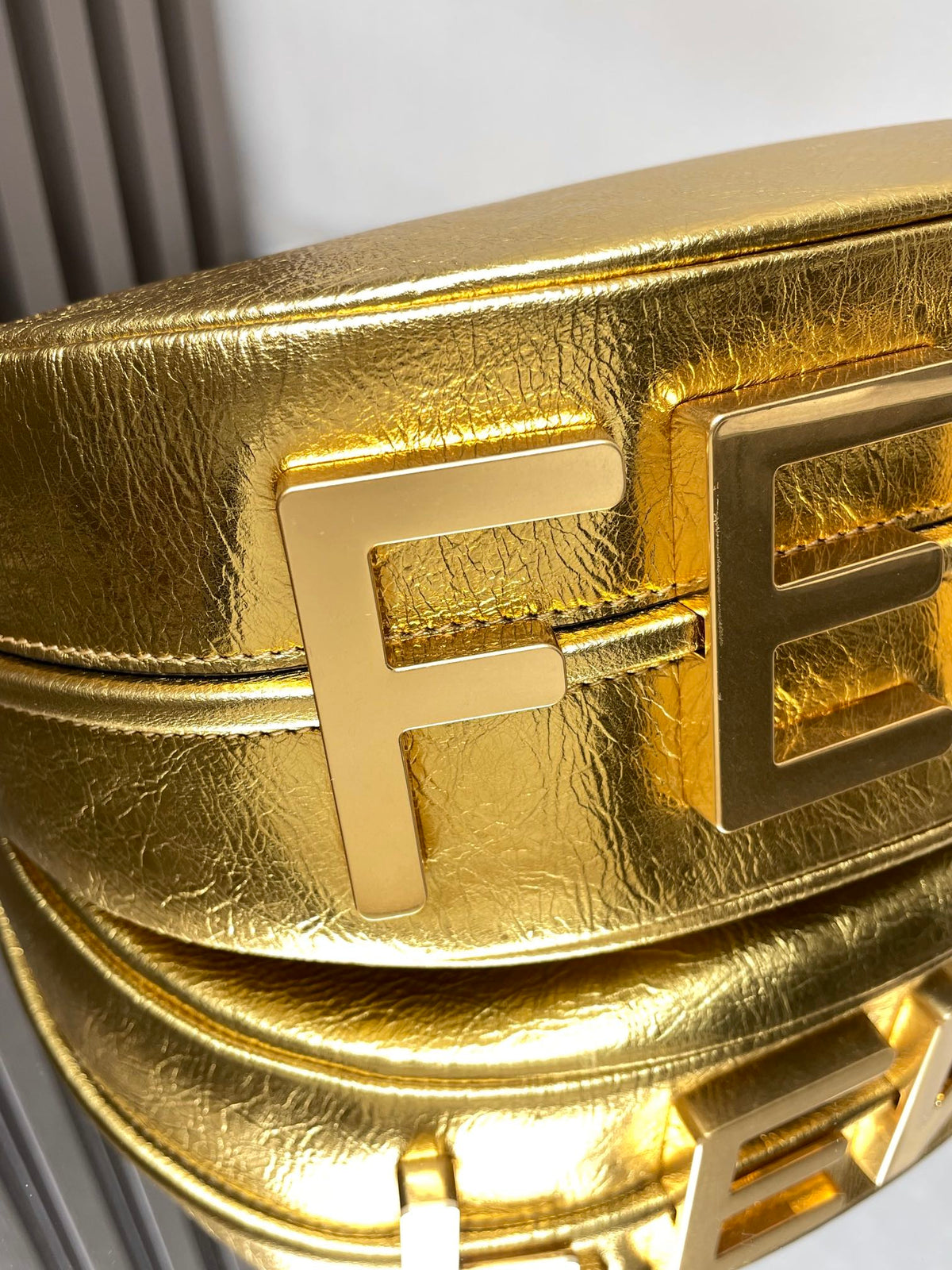 Fendi Fendigraphy Medium 29 in Gold Metallic Smooth Lambskin Gold Hardware Bag