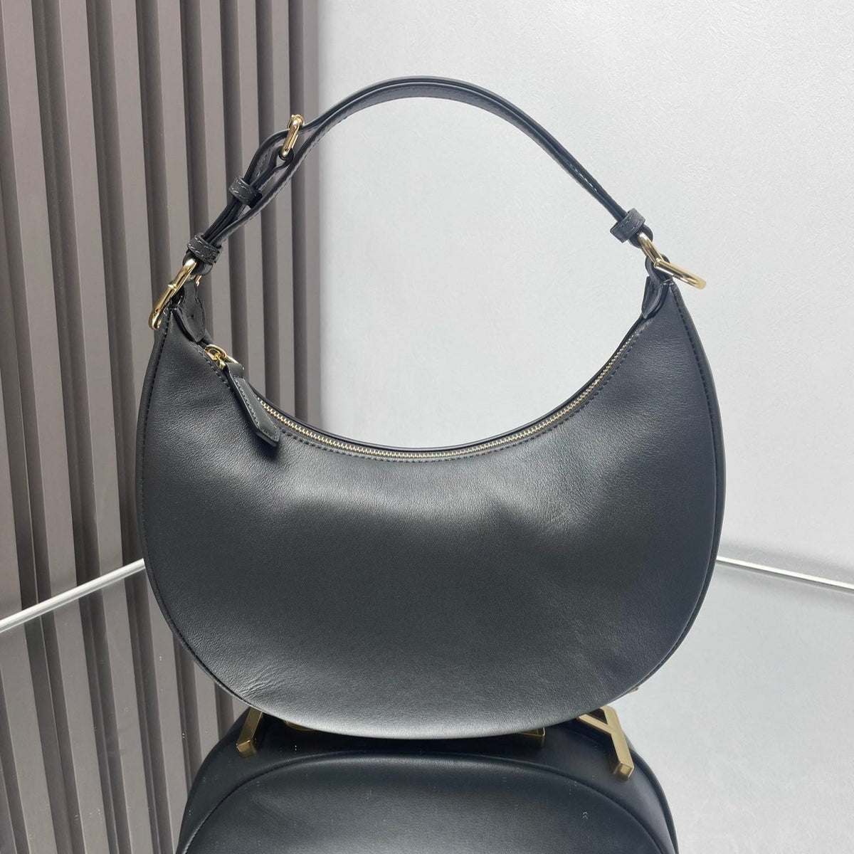 Fendi Fendigraphy Medium 29 in Black Smooth Lambskin Gold Hardware Bag