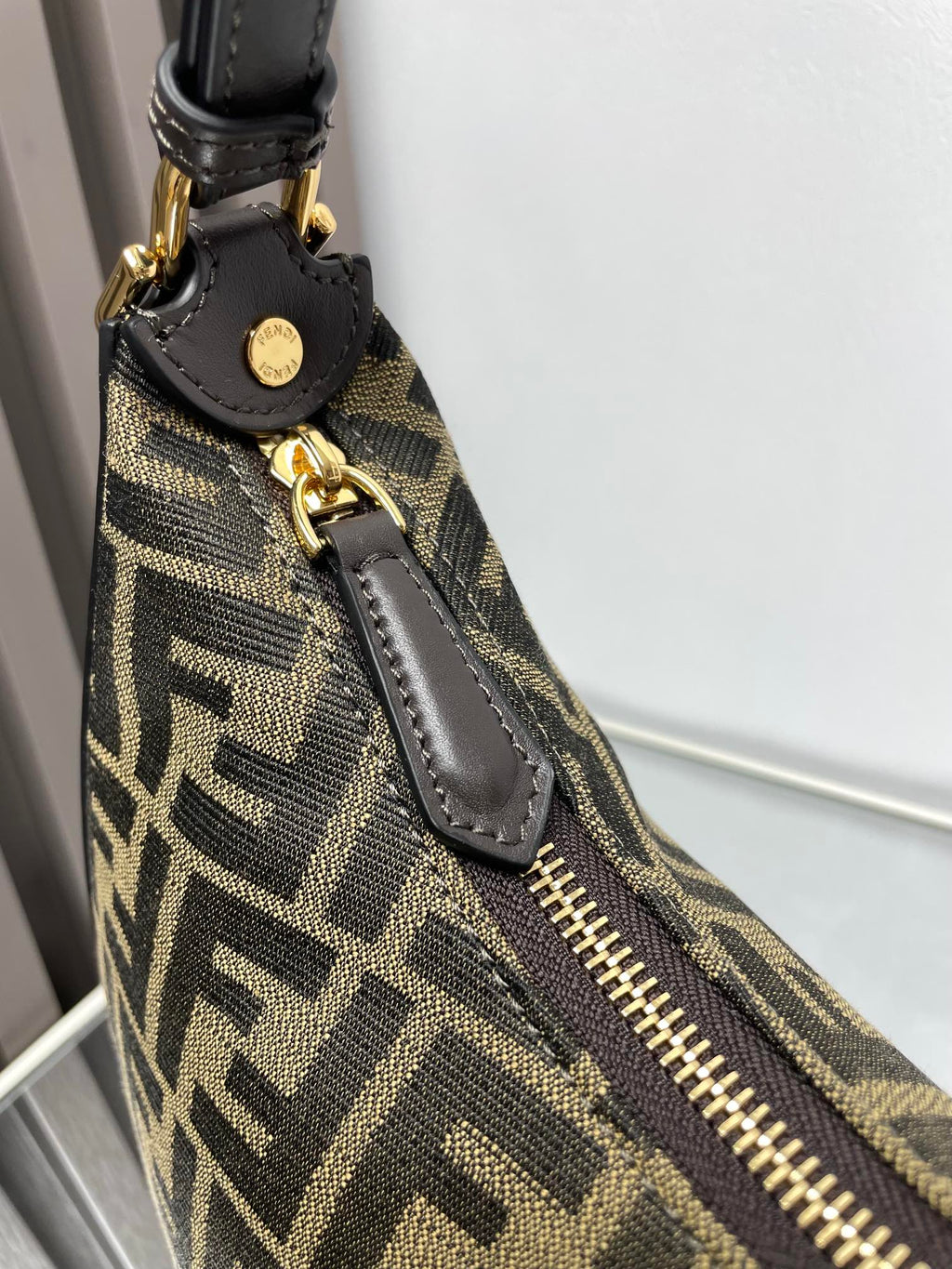 Fendi Fendigraphy Medium 29 in Gurkha Jacquard Fabric Ff Motif Gold Hardware Bag