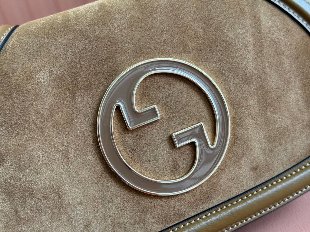 Gucci 26S Blondie Shoulder Bag 26 in Brown Calfskin and Suede