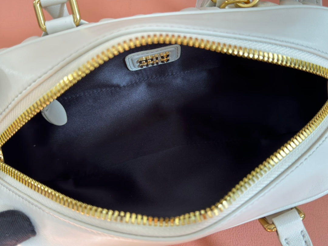 Bowling Bag 22 in White Lambskin