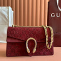 Gucci Dionysus Medium Shoulder Bag 27.5 in Rosso Ancora Red Suede