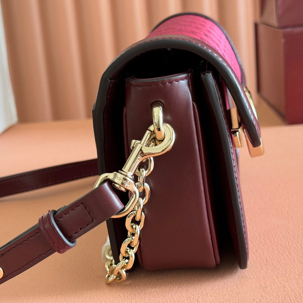 Gucci Go Small Shoulder Bag 21.5 in Rosso Ancora Red Canvas