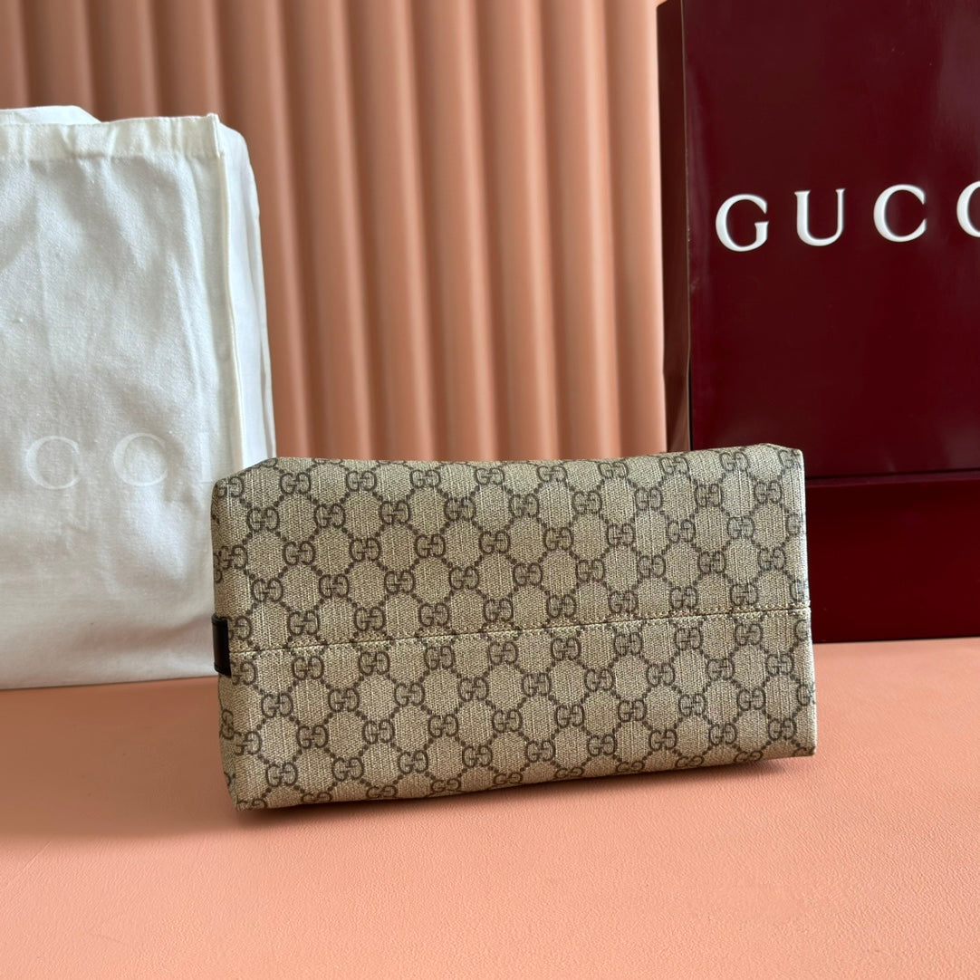 Gucci 26S Padlock Shoulder Bag 29 in Dark Beige and Black Calfskin