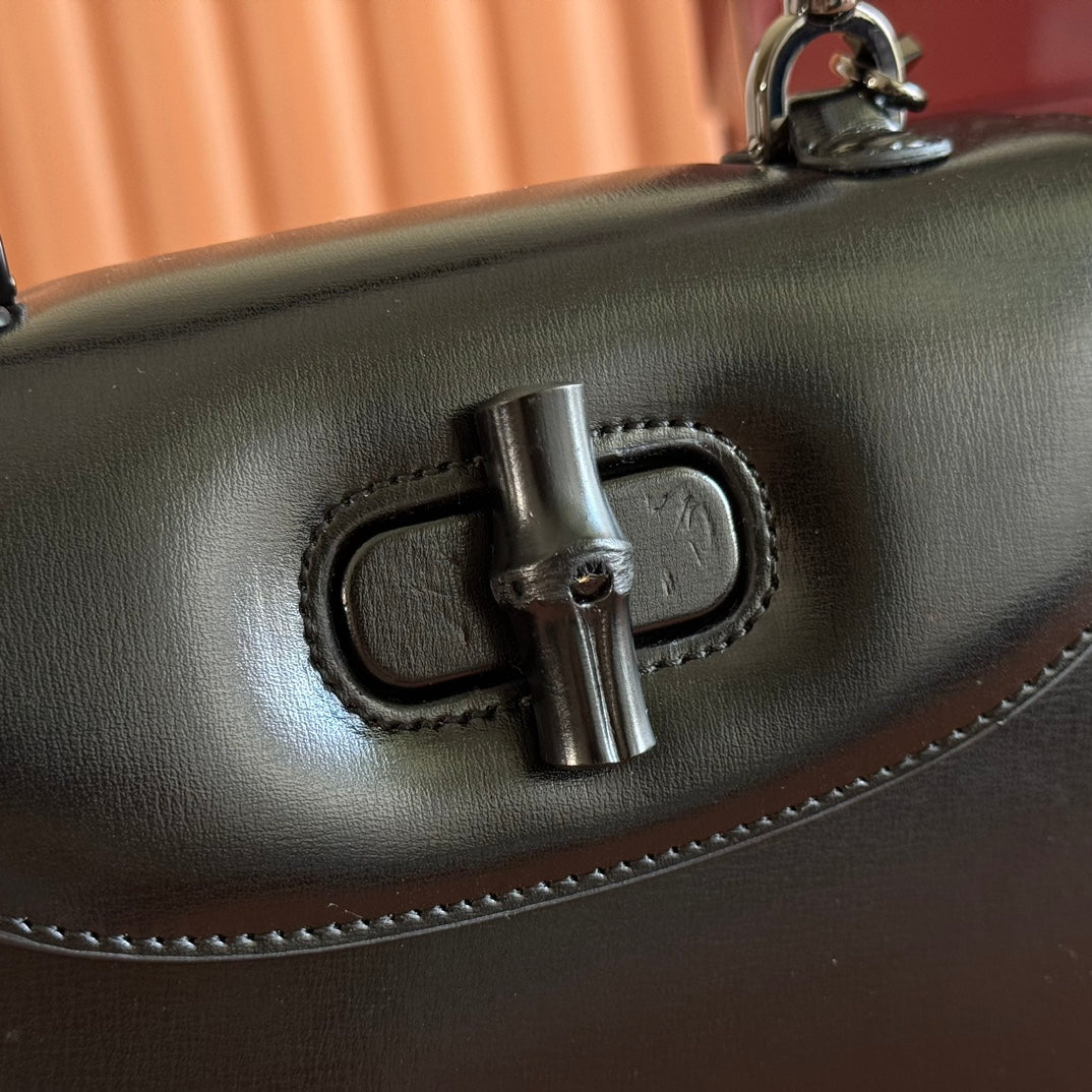Gucci Bamboo Mini Bag 21 Full Black in Calfskin
