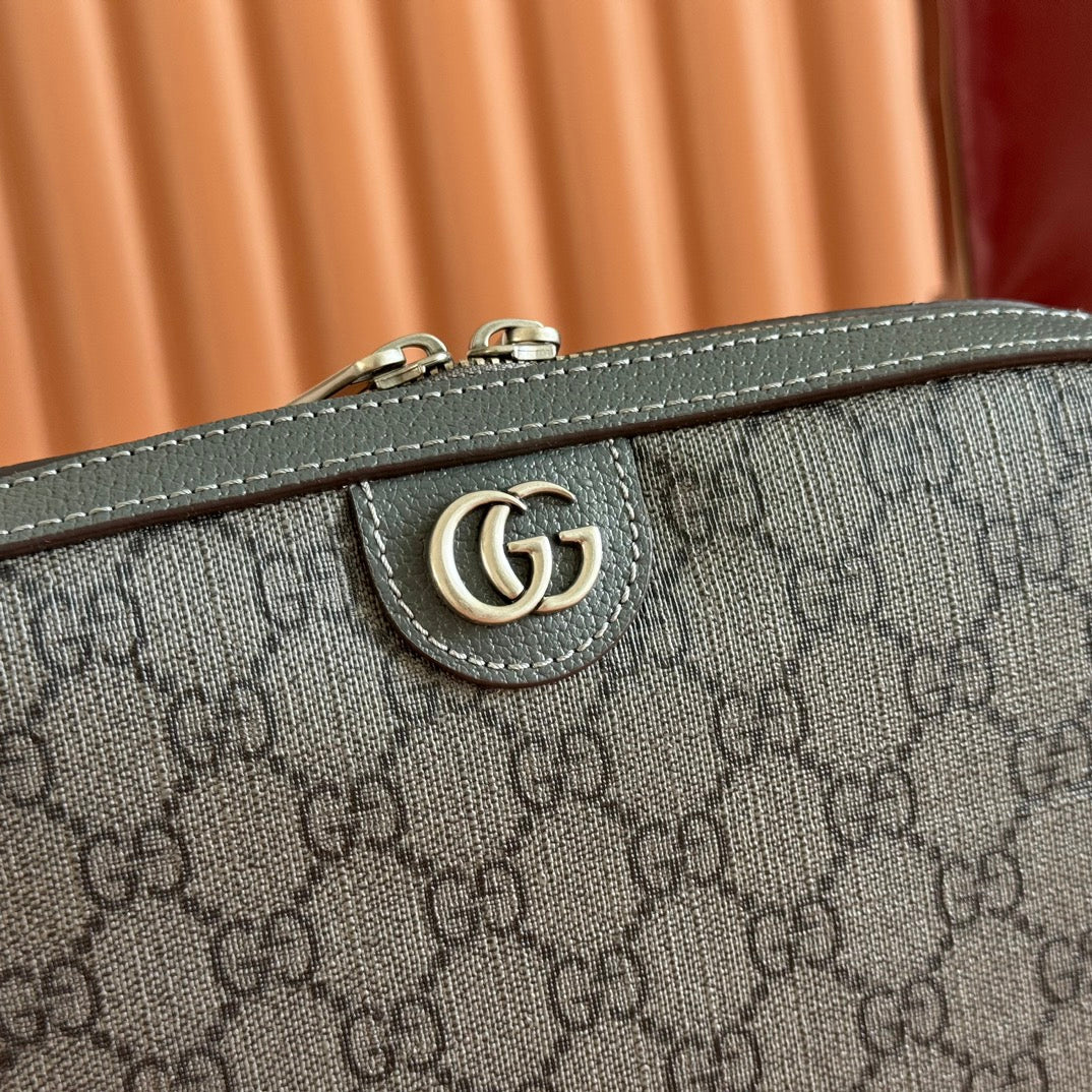 Gucci Ophidia Small Crossbody Bag 24 Grey and Black Monogram Canvas